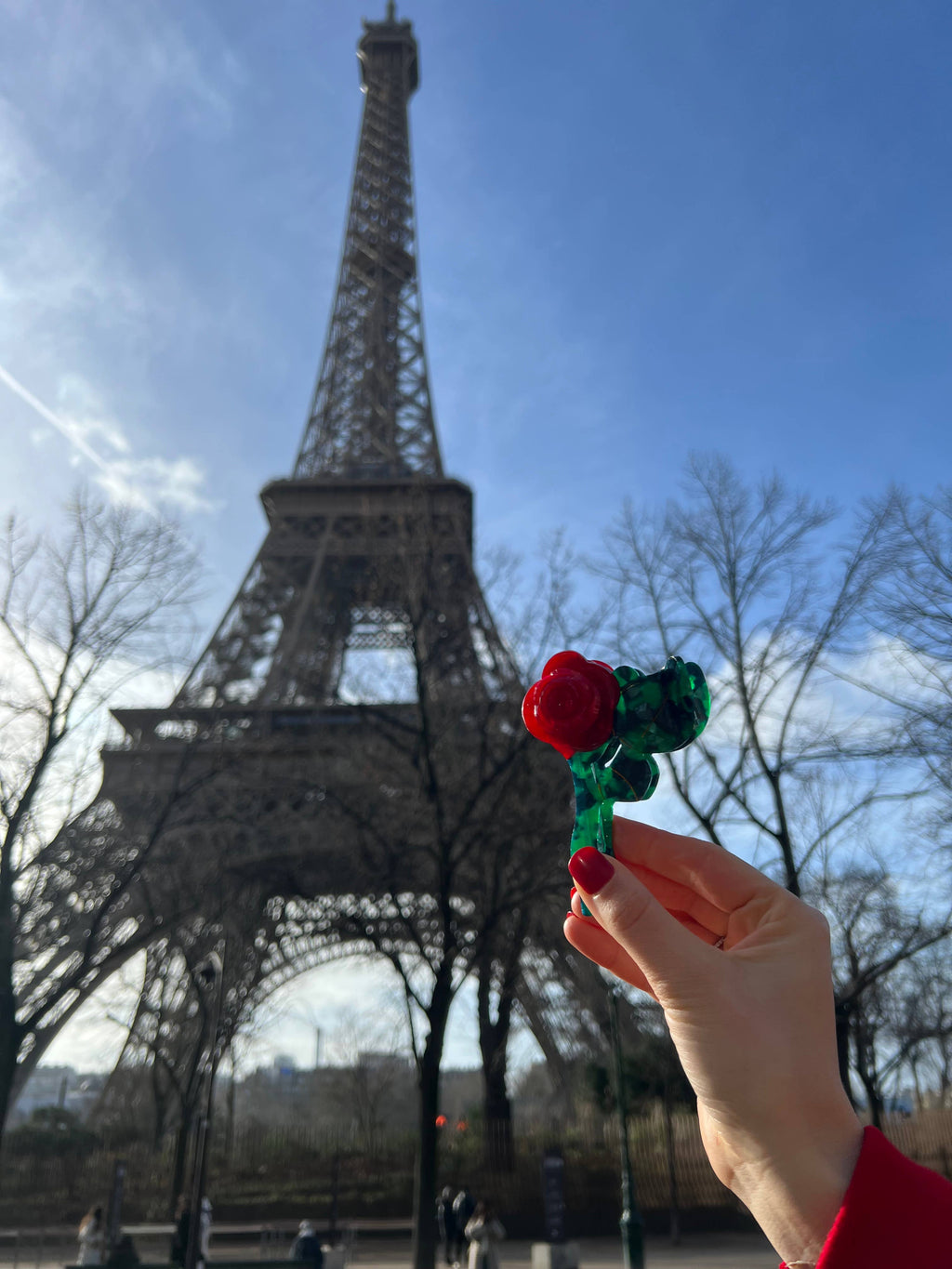 Handmade Origami Rose Stem Flower Claw Hair Clip