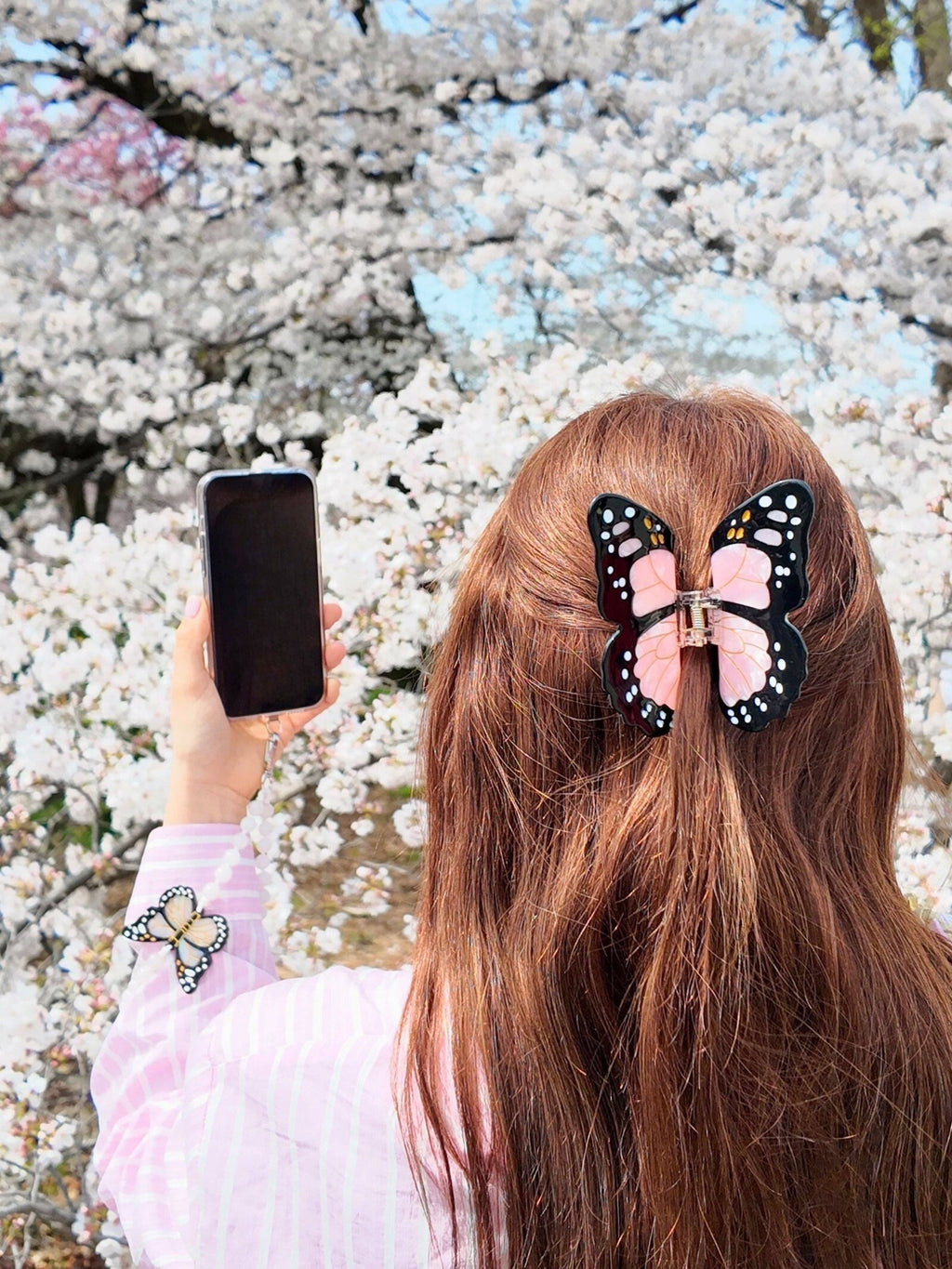 Hand-painted Monarch Butterfly Claw Hair Clip - Lavender