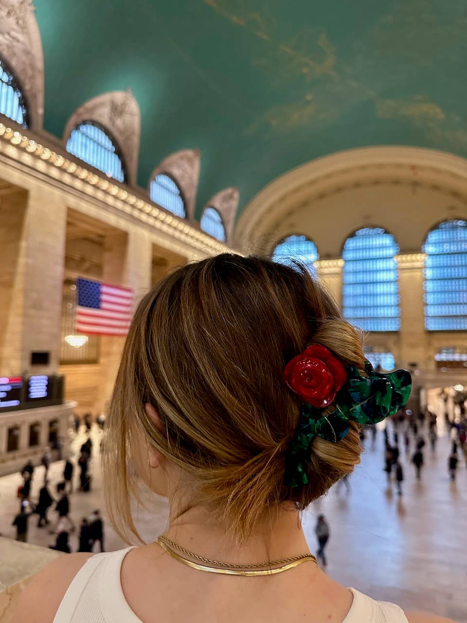 Handmade Origami Rose Stem Flower Claw Hair Clip