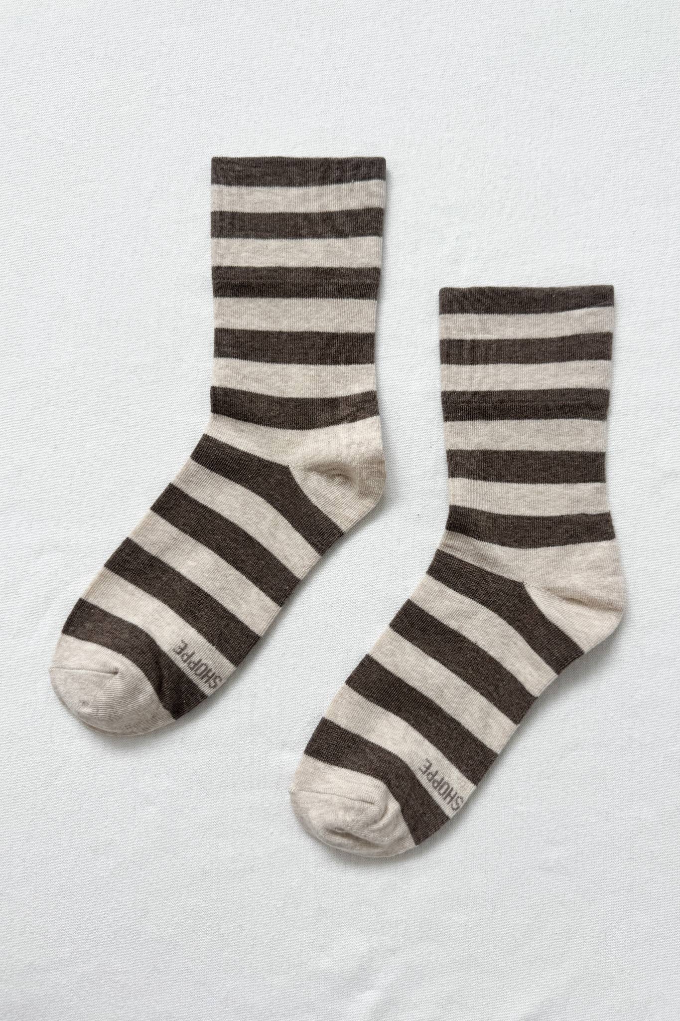 Wally Socks - Wide Brown Stripe
