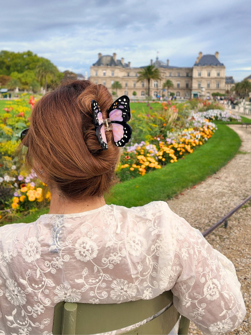 Hand-painted Monarch Butterfly Claw Hair Clip - Lavender
