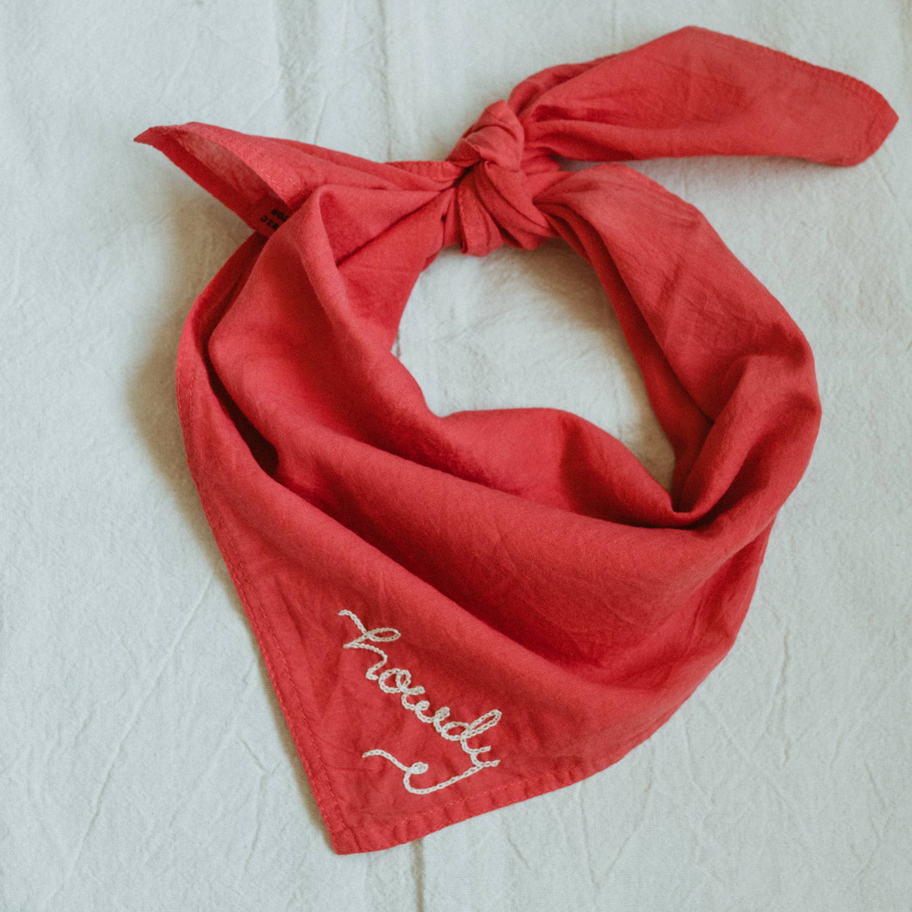 Hand Embroidered Howdy Bandana
