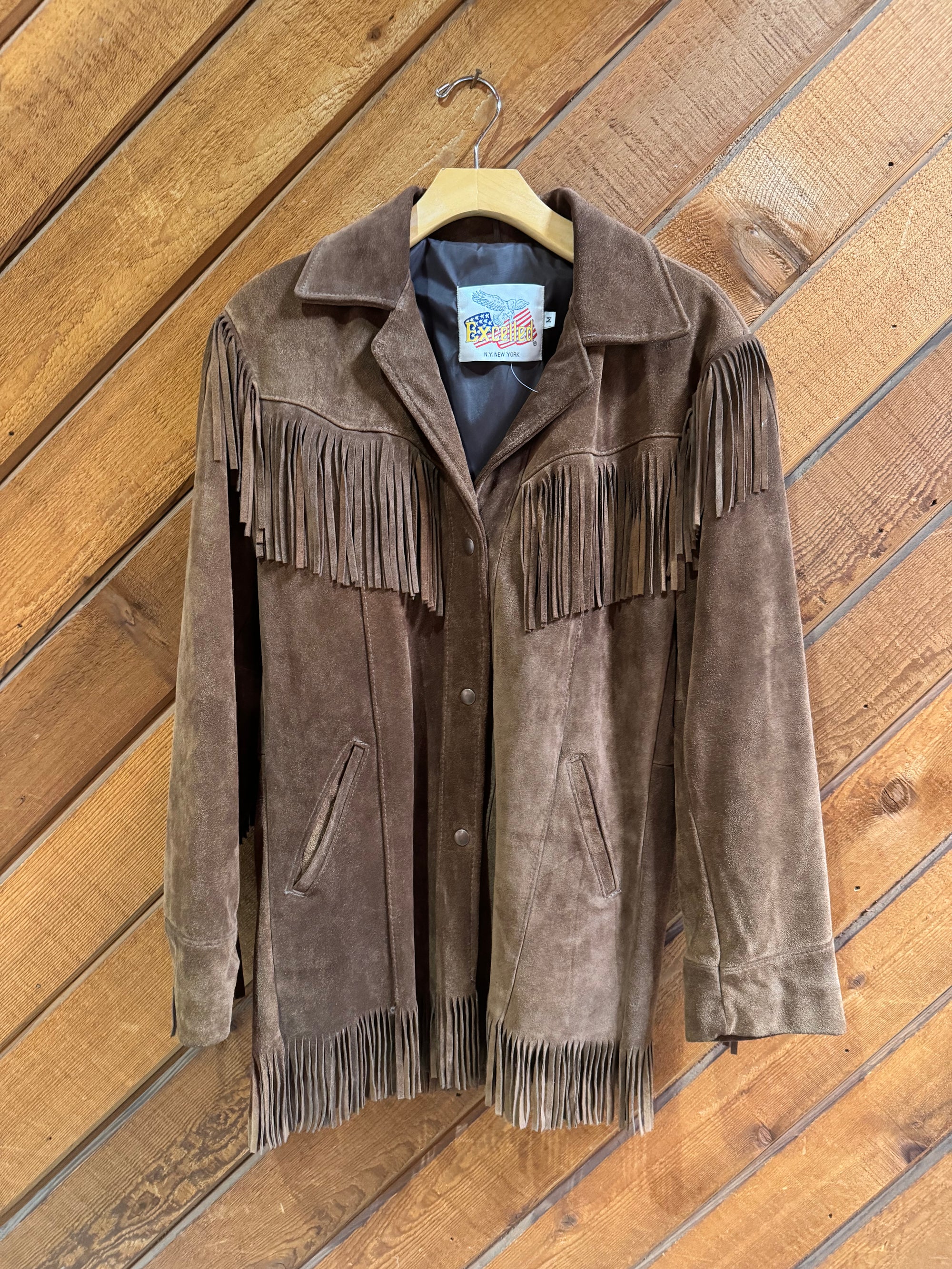 Vintage USA Made Exelled Fringe Suede Jacket