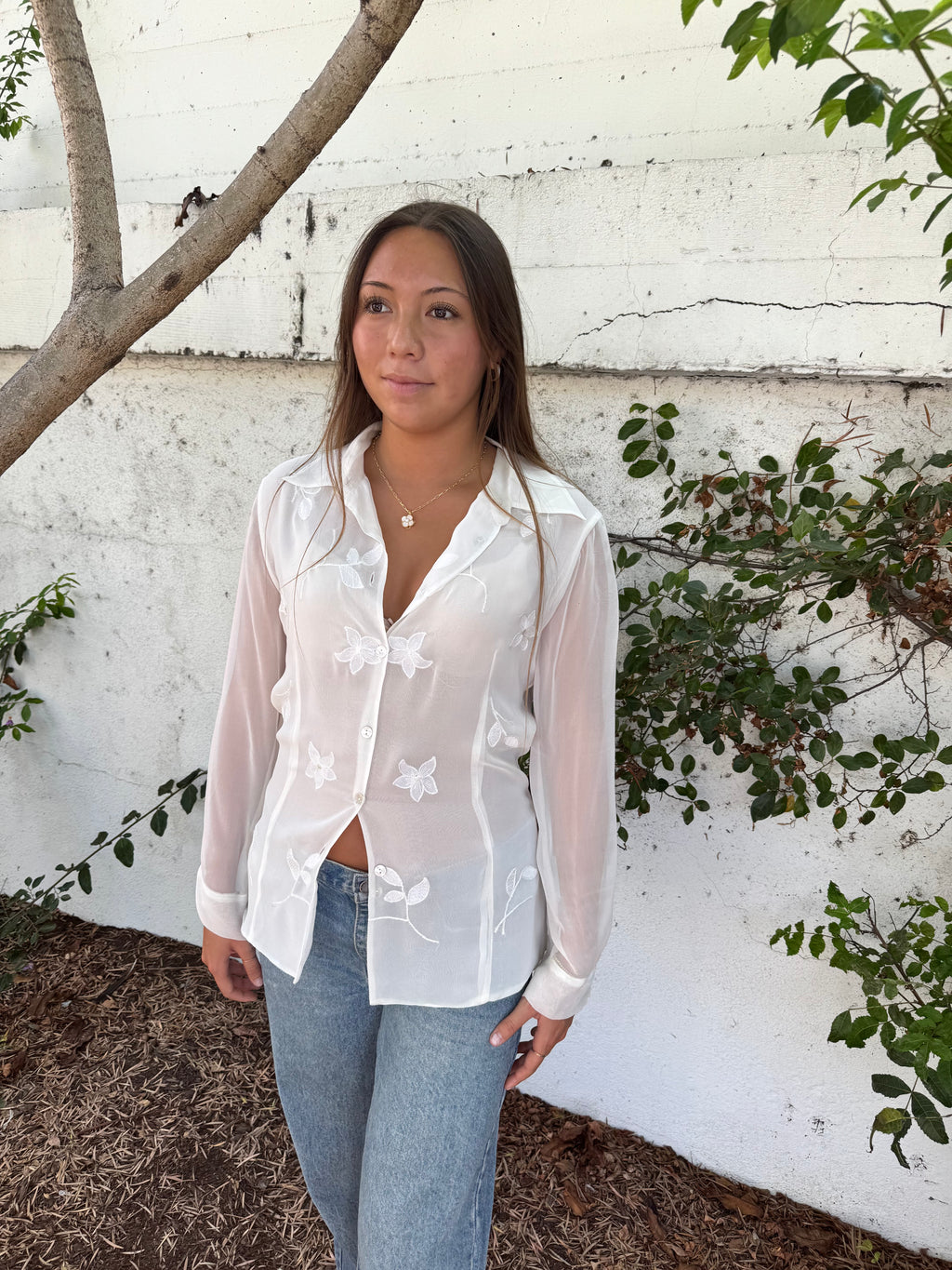 Vintage Silk Icon Embroidered Blouse