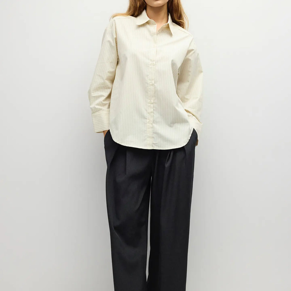 The Avery Top - Ivory Stripe