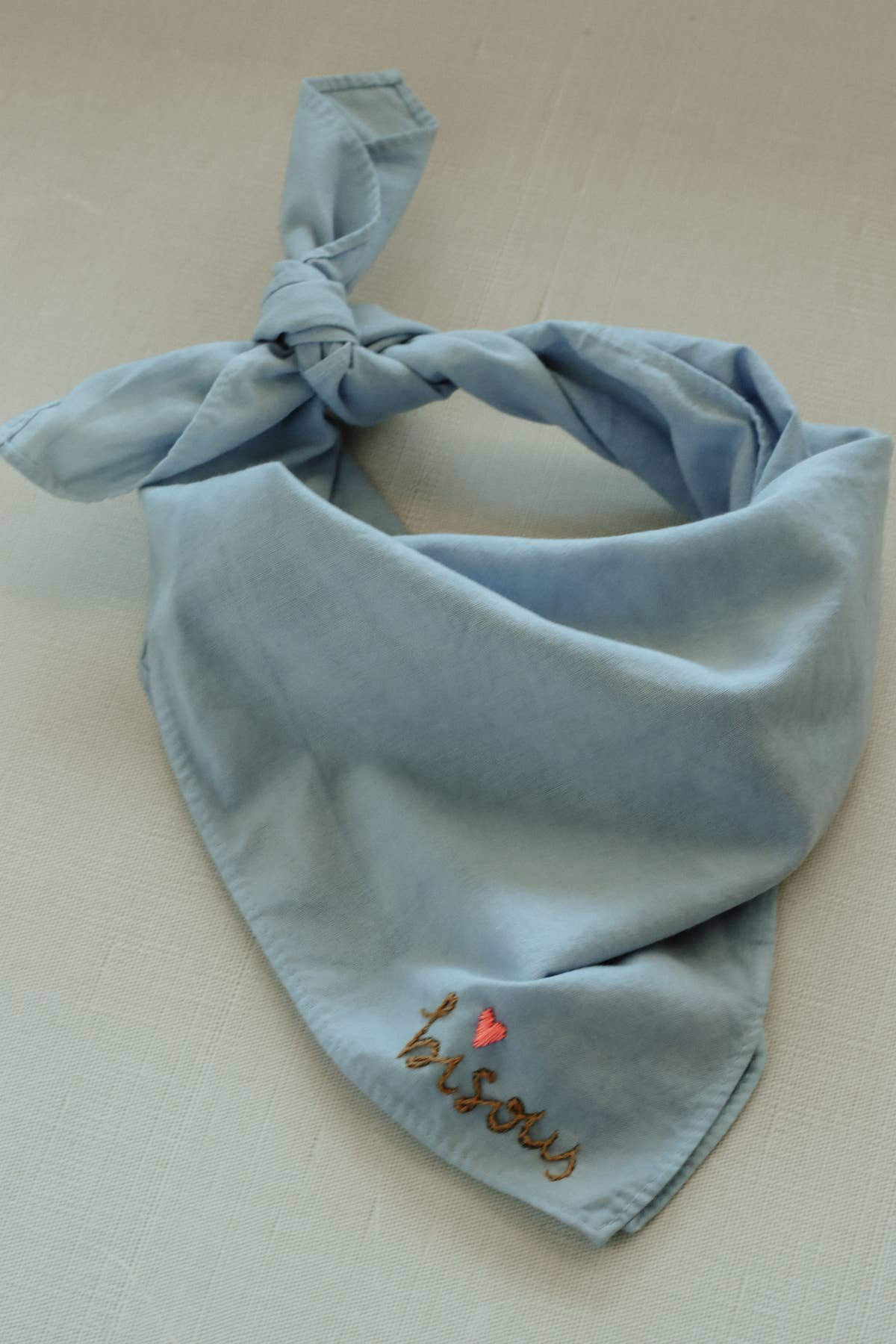 Bisous Cotton Bandana - Sky/ Mustard