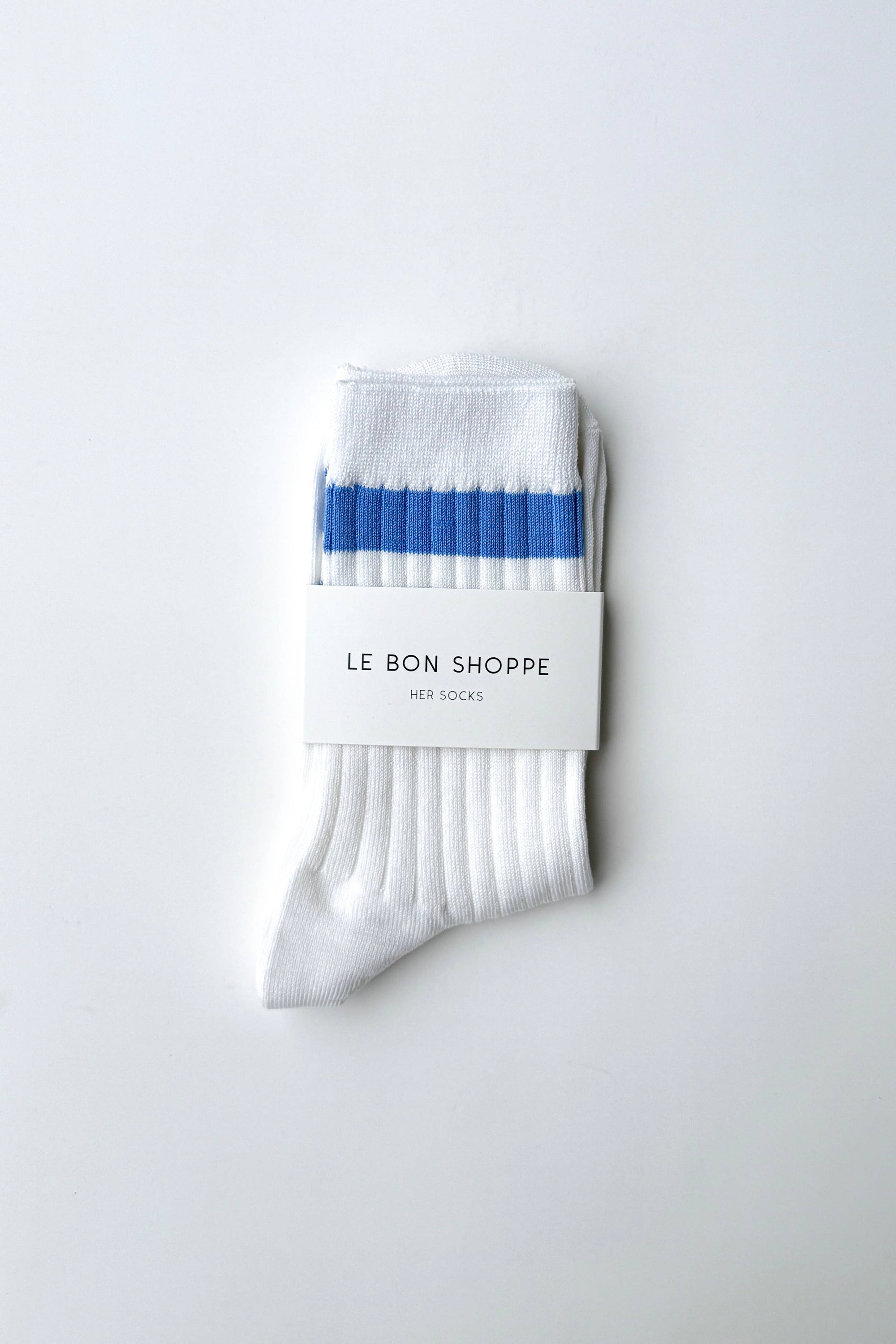Her Varsity Socks - White Periwinkle