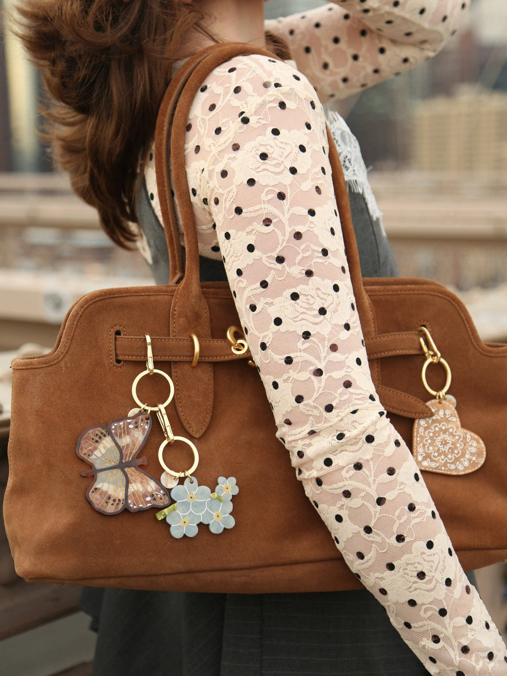 Hand-painted Paisley Heart Bag Charm + Keychain