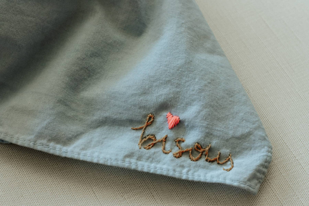 Bisous Cotton Bandana - Sky/ Mustard