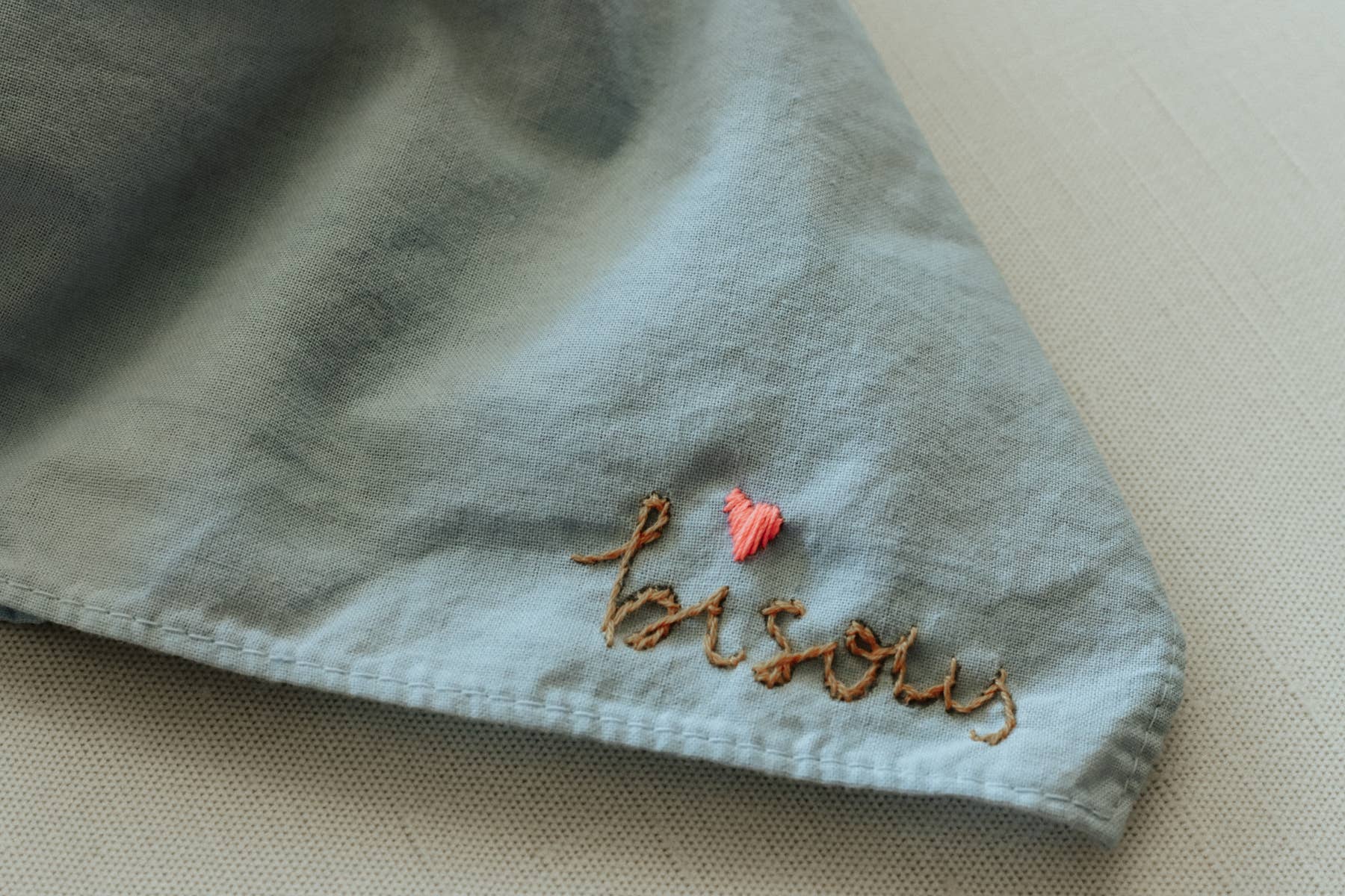 Bisous Cotton Bandana - Sky/ Mustard