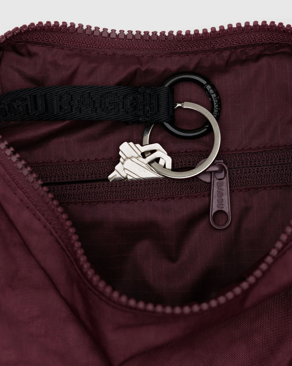 Small Nylon Crescent Bag- Mahogany