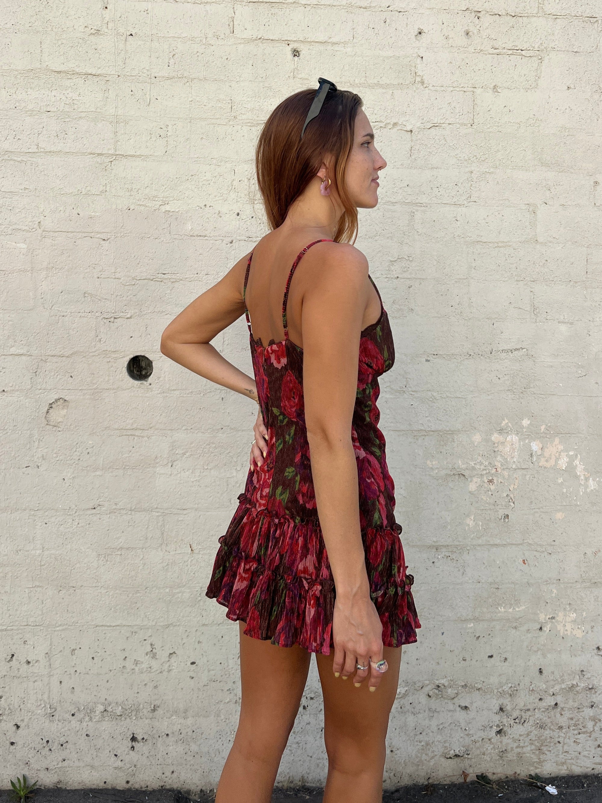 Florencia Mini Dress - Burgundy Floral