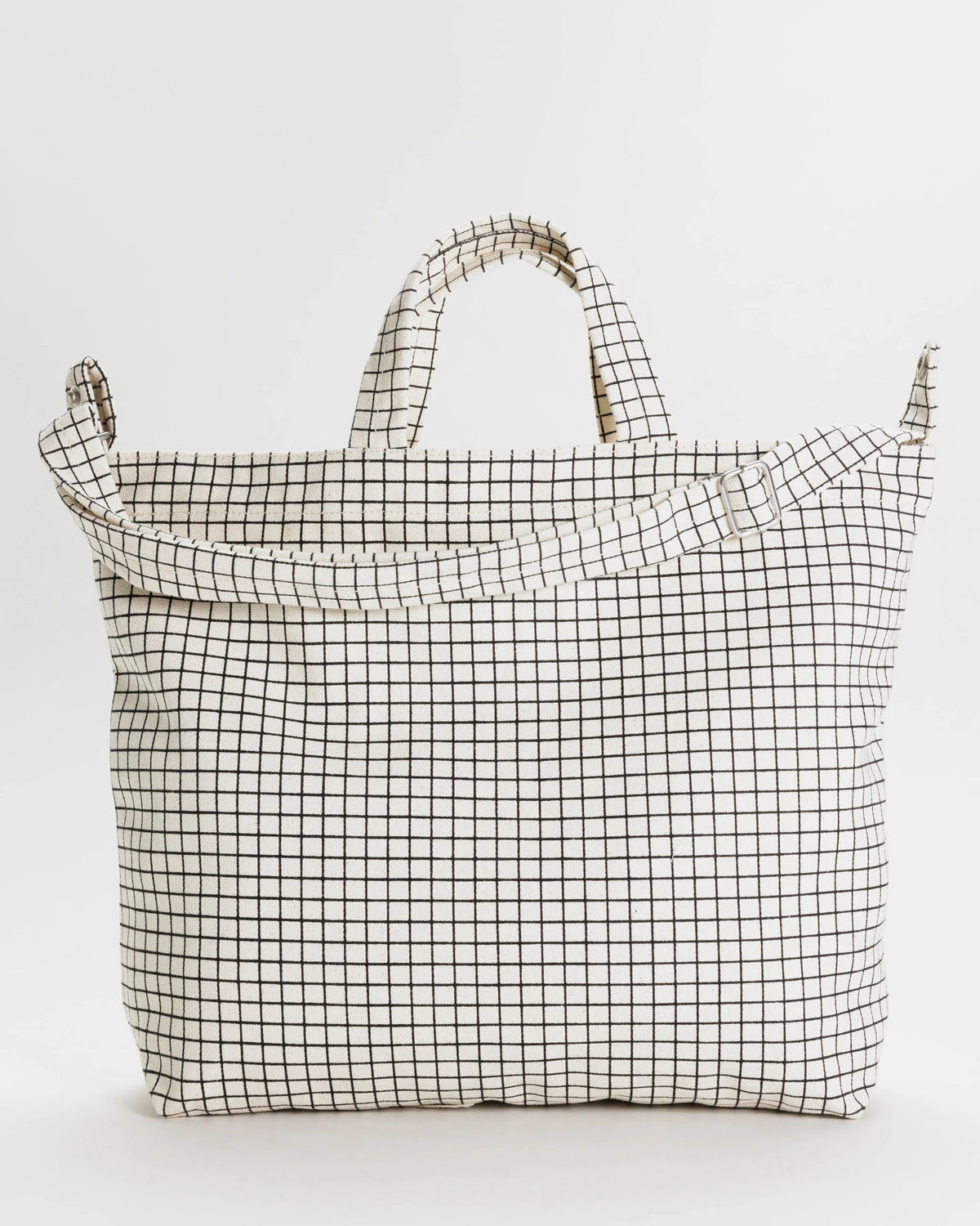 Horizontal Zip Duck Bag- Natural Grid