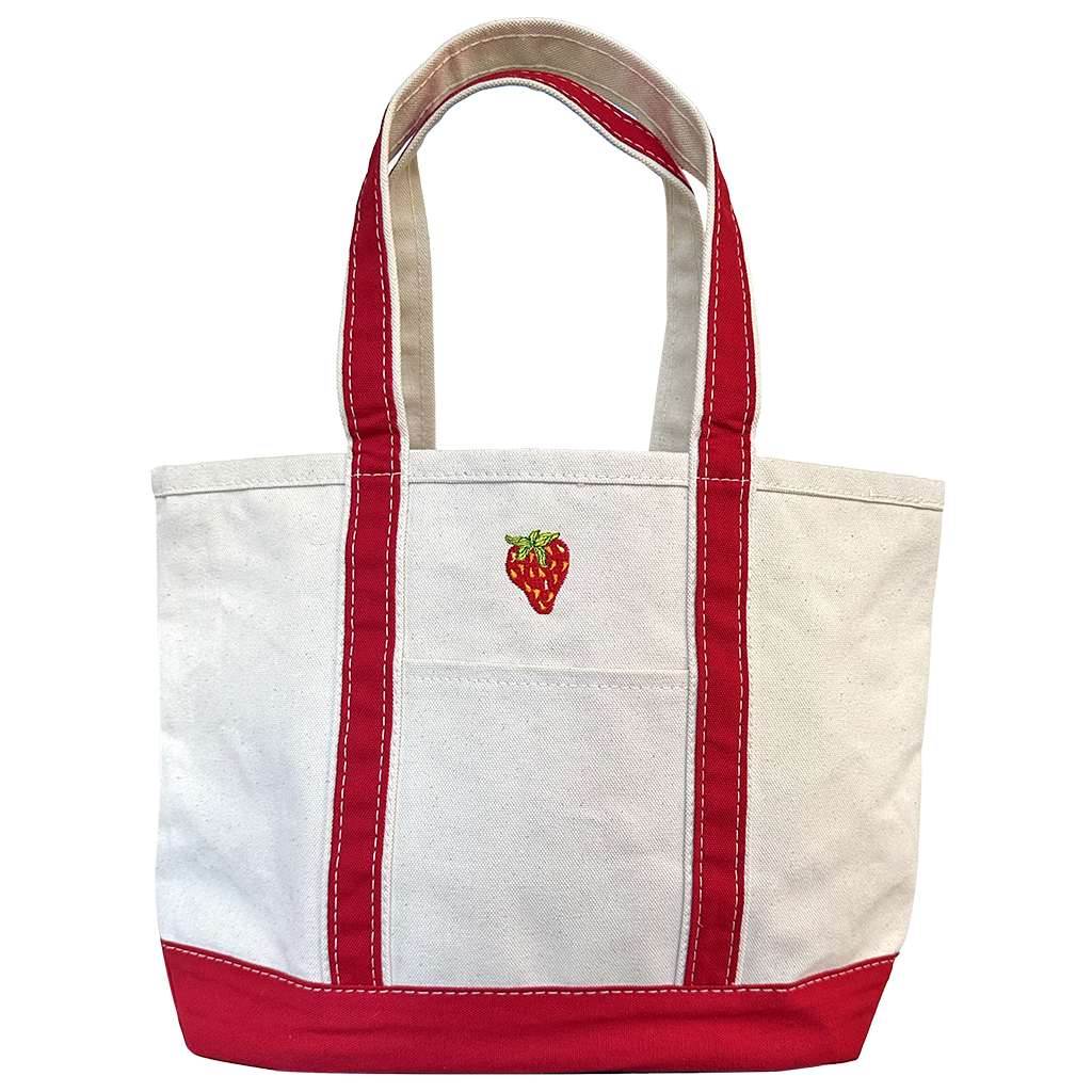 Strawberry Red Big Canvas Tote Bag