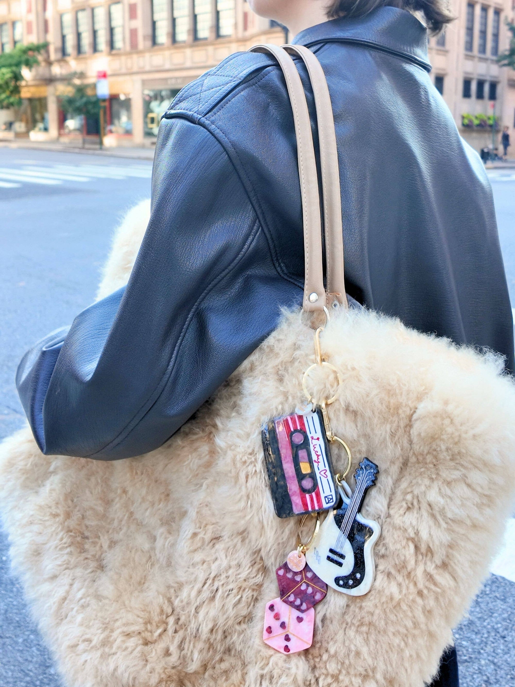 Hand-painted Lucky Cassette Bag Charm + Keychain