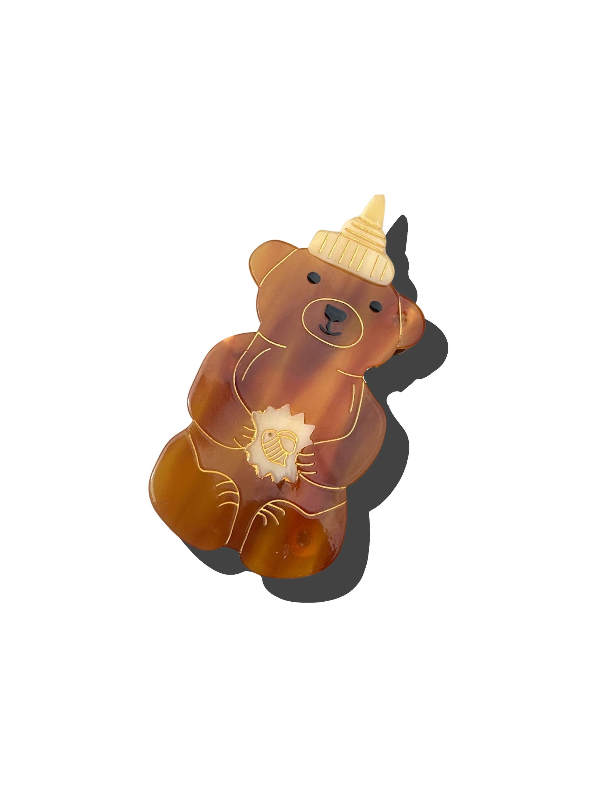 Hand-painted Honey Bear Claw Hair Clip | Eco-Friendly