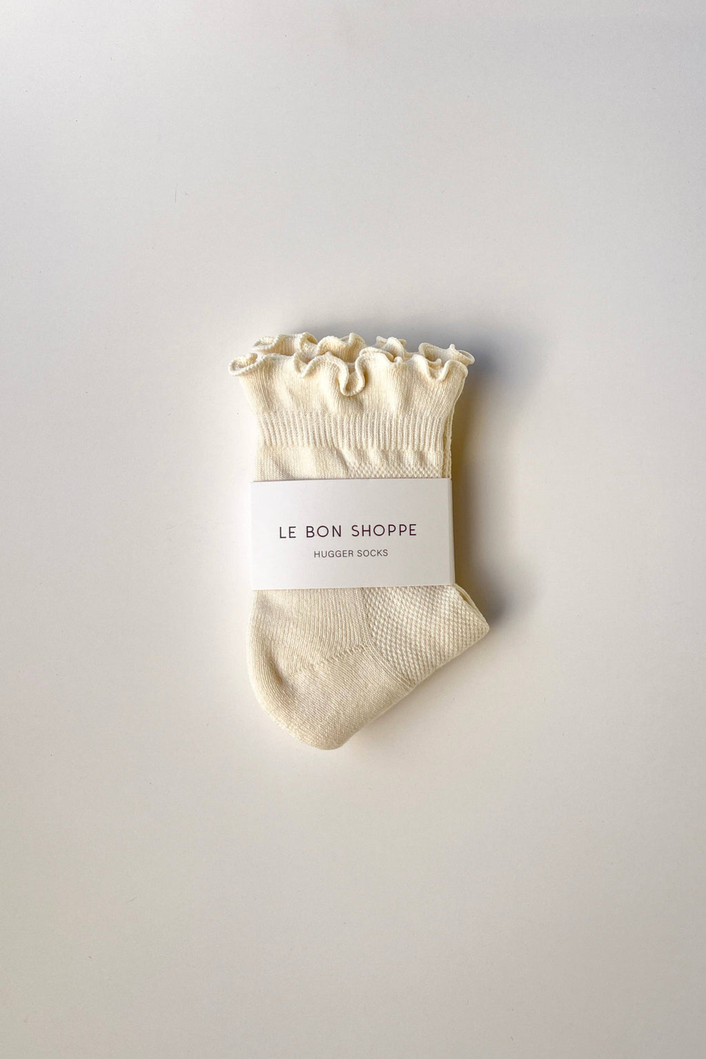 Ruffled Hugger Crew Socks  - Vanilla/ Red