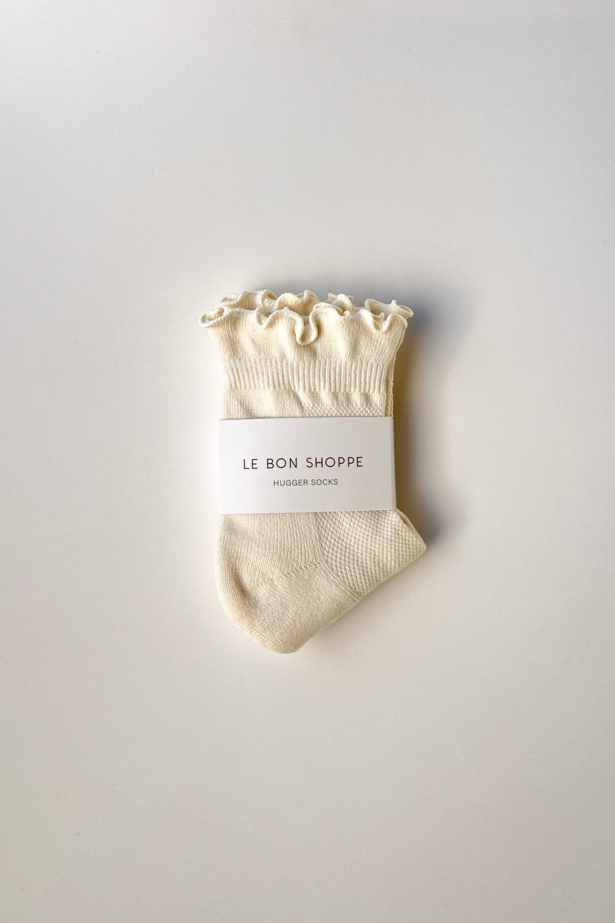 Ruffled Hugger Crew Socks  - Vanilla/ Red