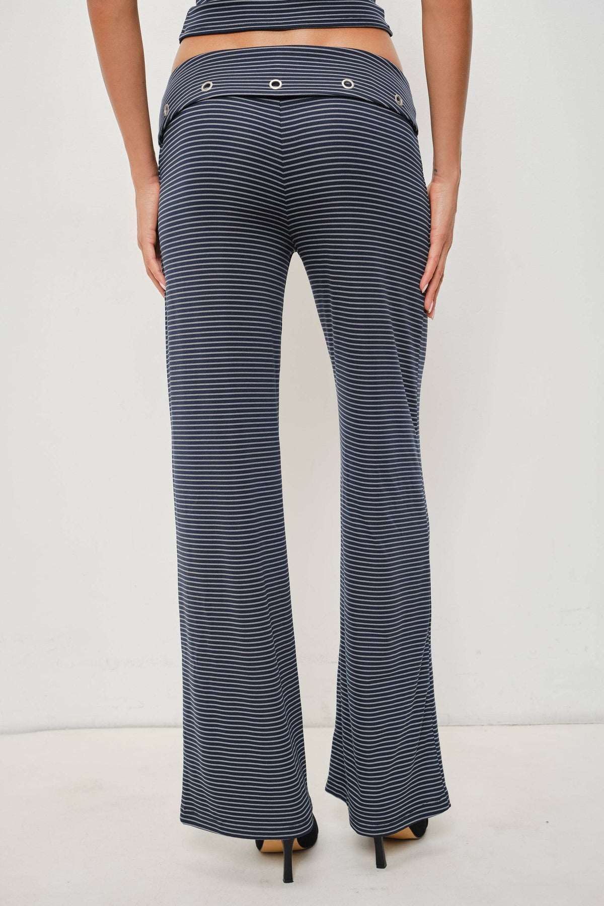 Joel Striped Grommet Fold Over Pants