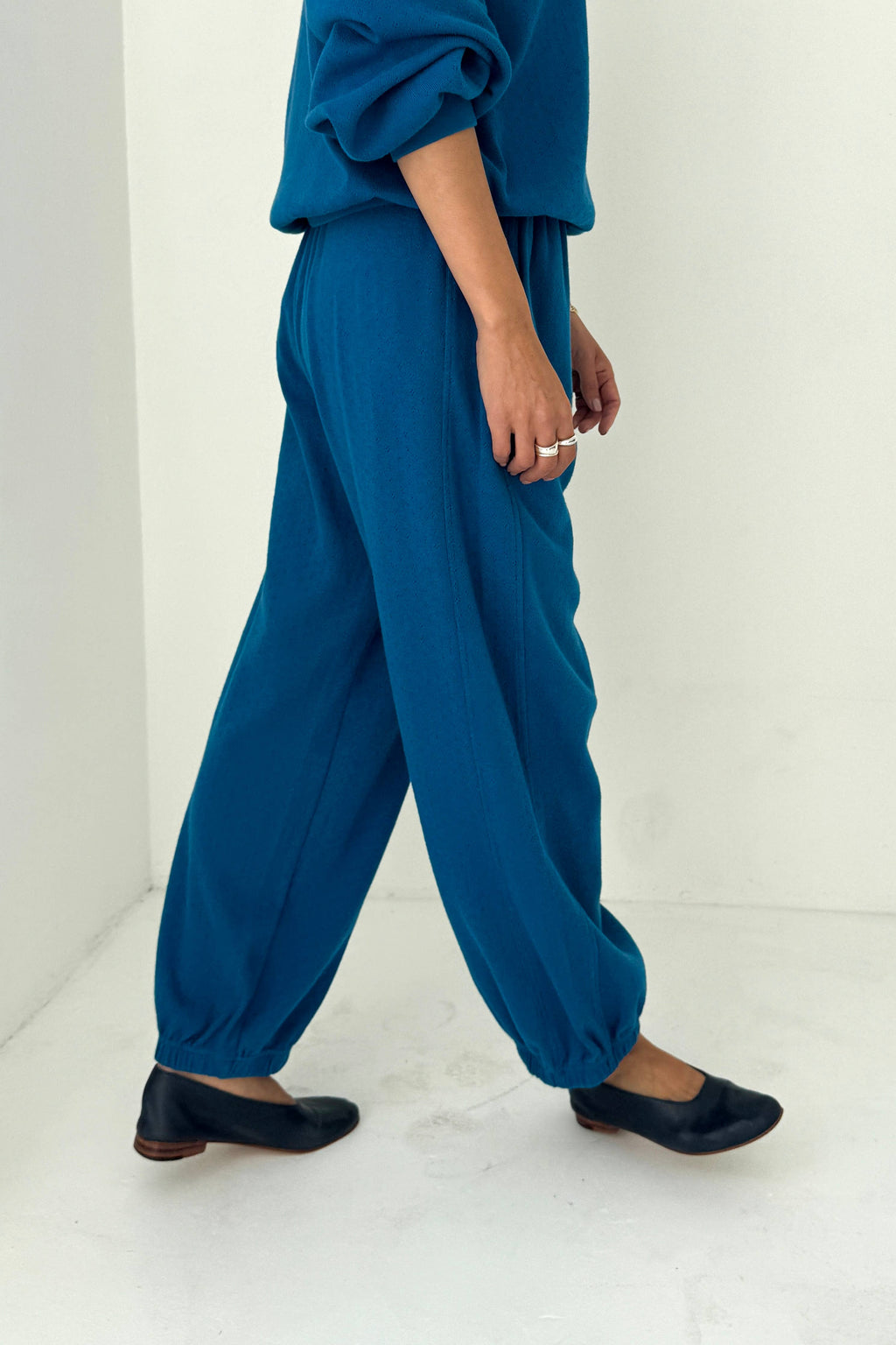 Pointelle Balloon Pants - Sea Blue