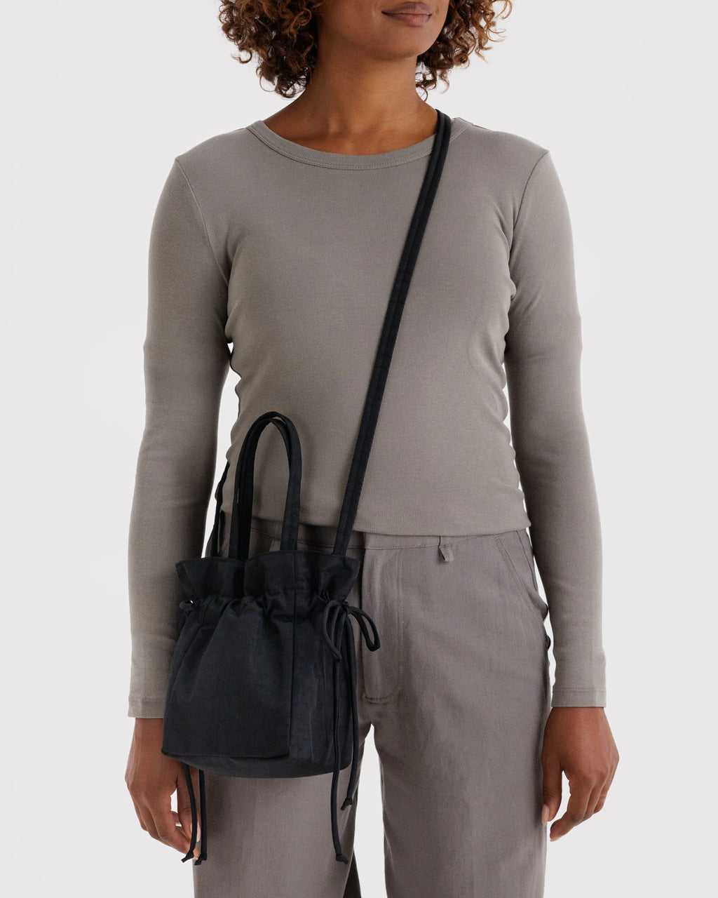 Nylon Drawstring Bag- Black