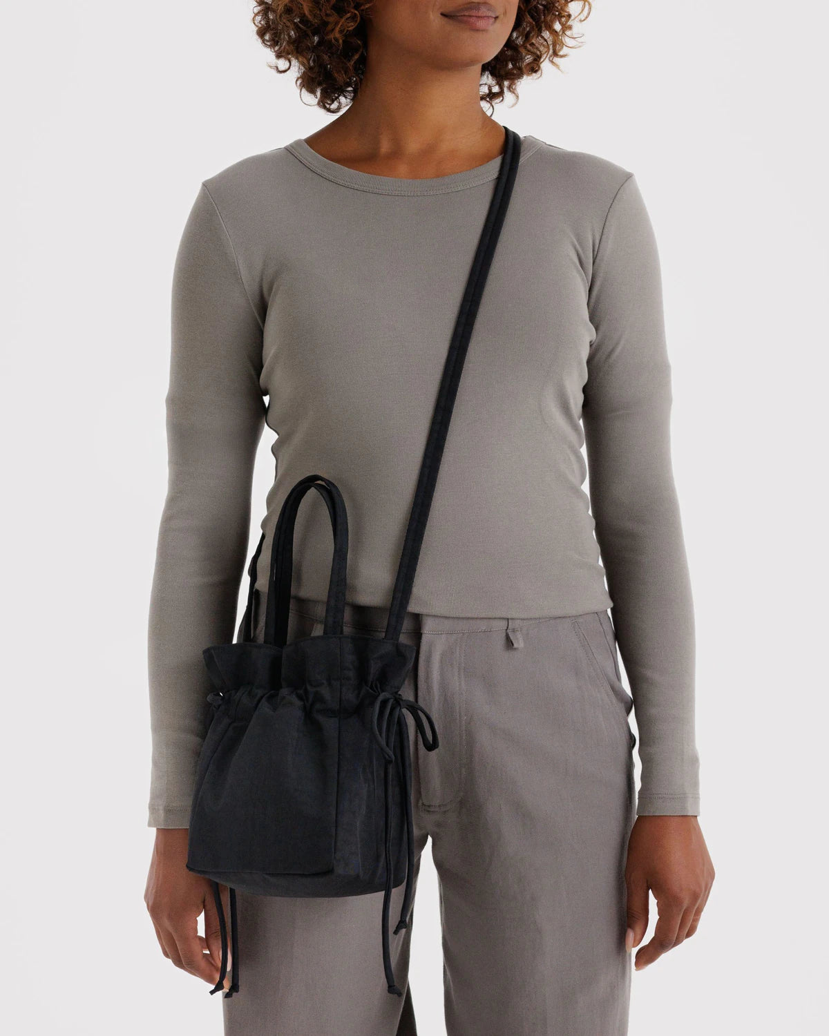 Nylon Drawstring Bag- Black