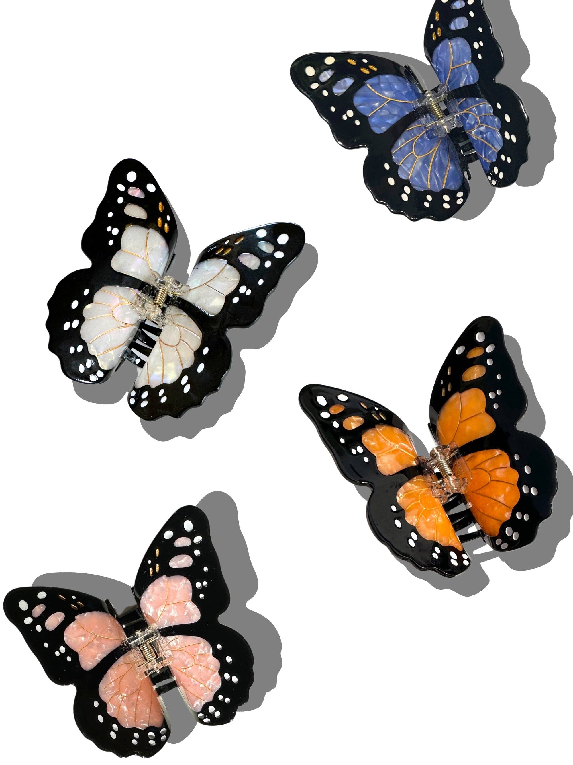 Hand-painted Monarch Butterfly Claw Hair Clip - Lavender