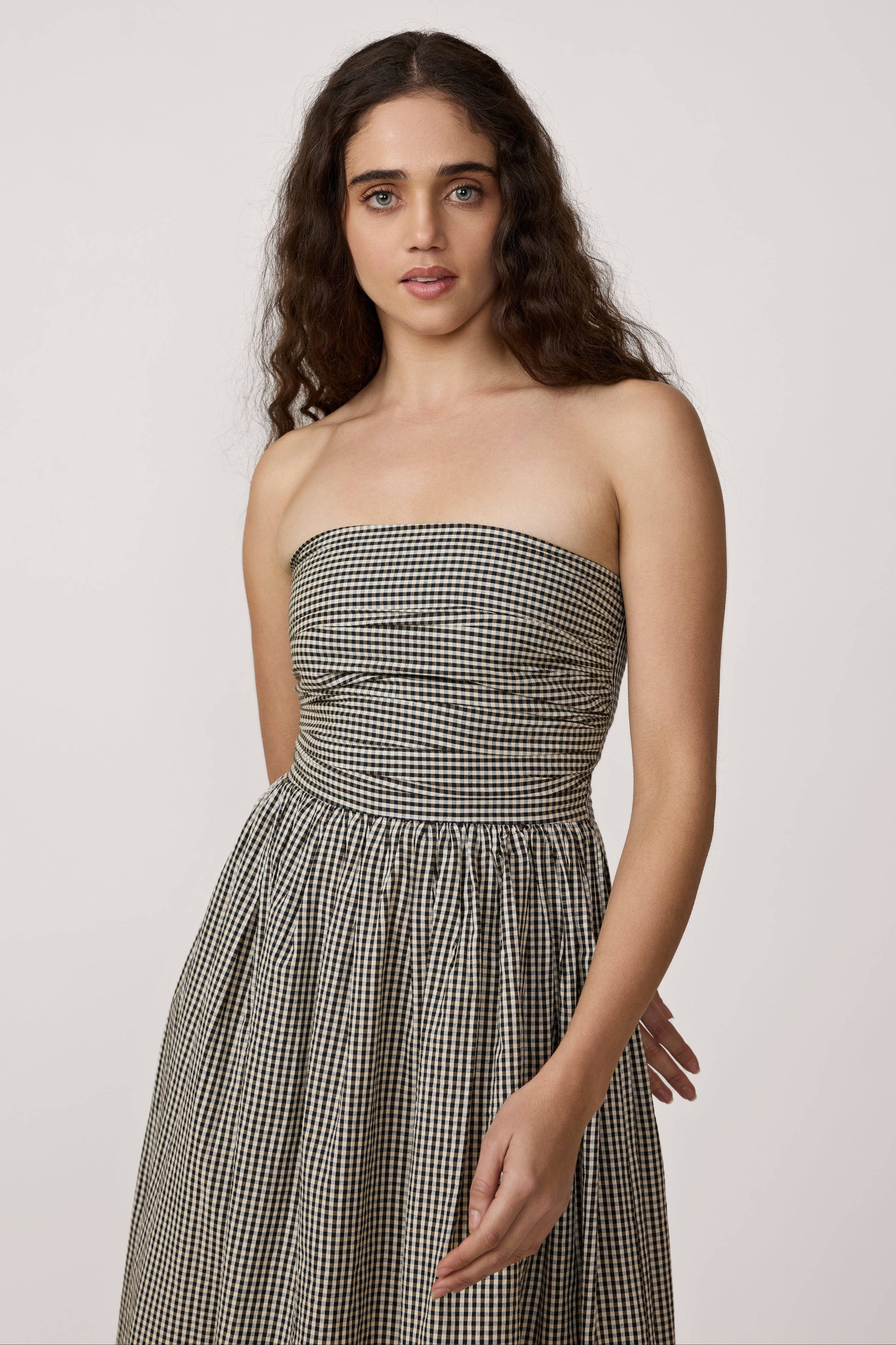Strapless Tie Back Dress - Gingham