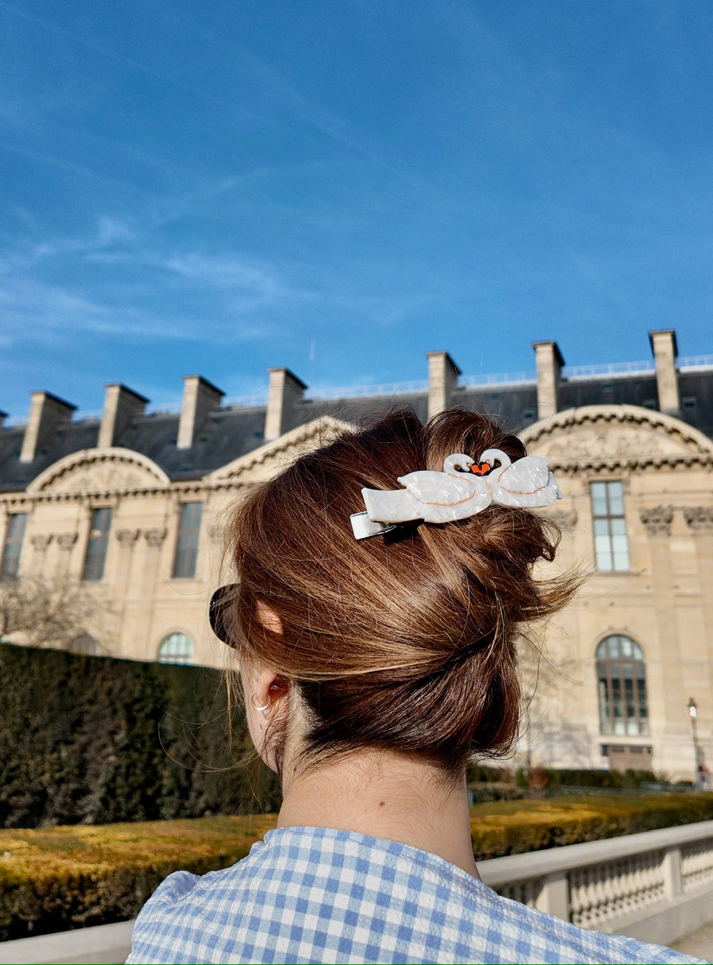 Hand-painted Double Swan Lay Down Hair Clip | Eco-Friendly