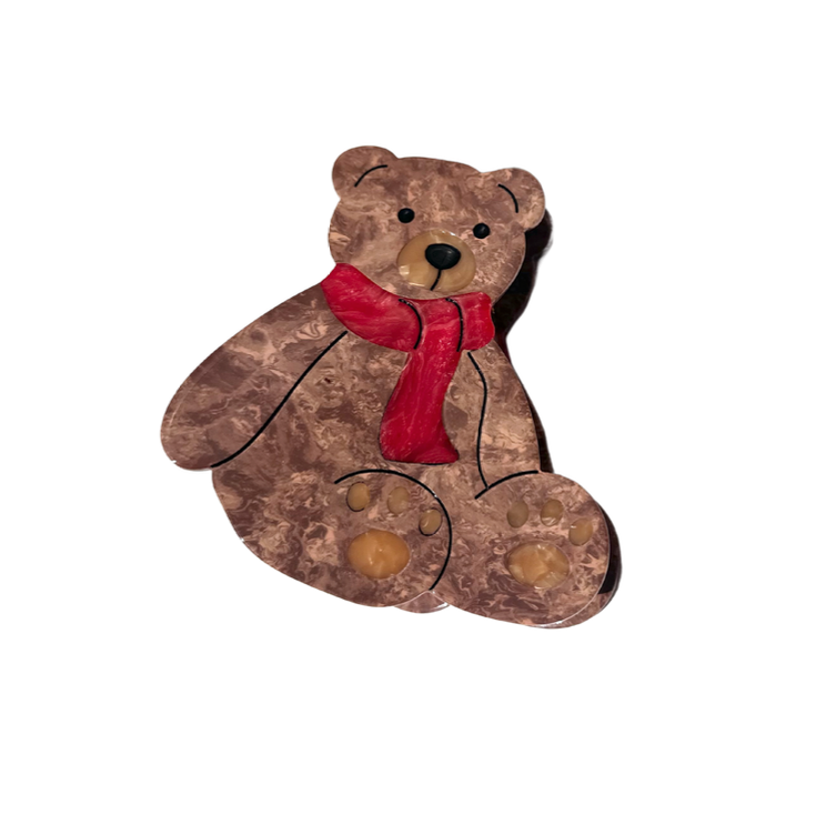 Hand-painted Teddy Bear Claw Hair Clip | Eco-Friendly