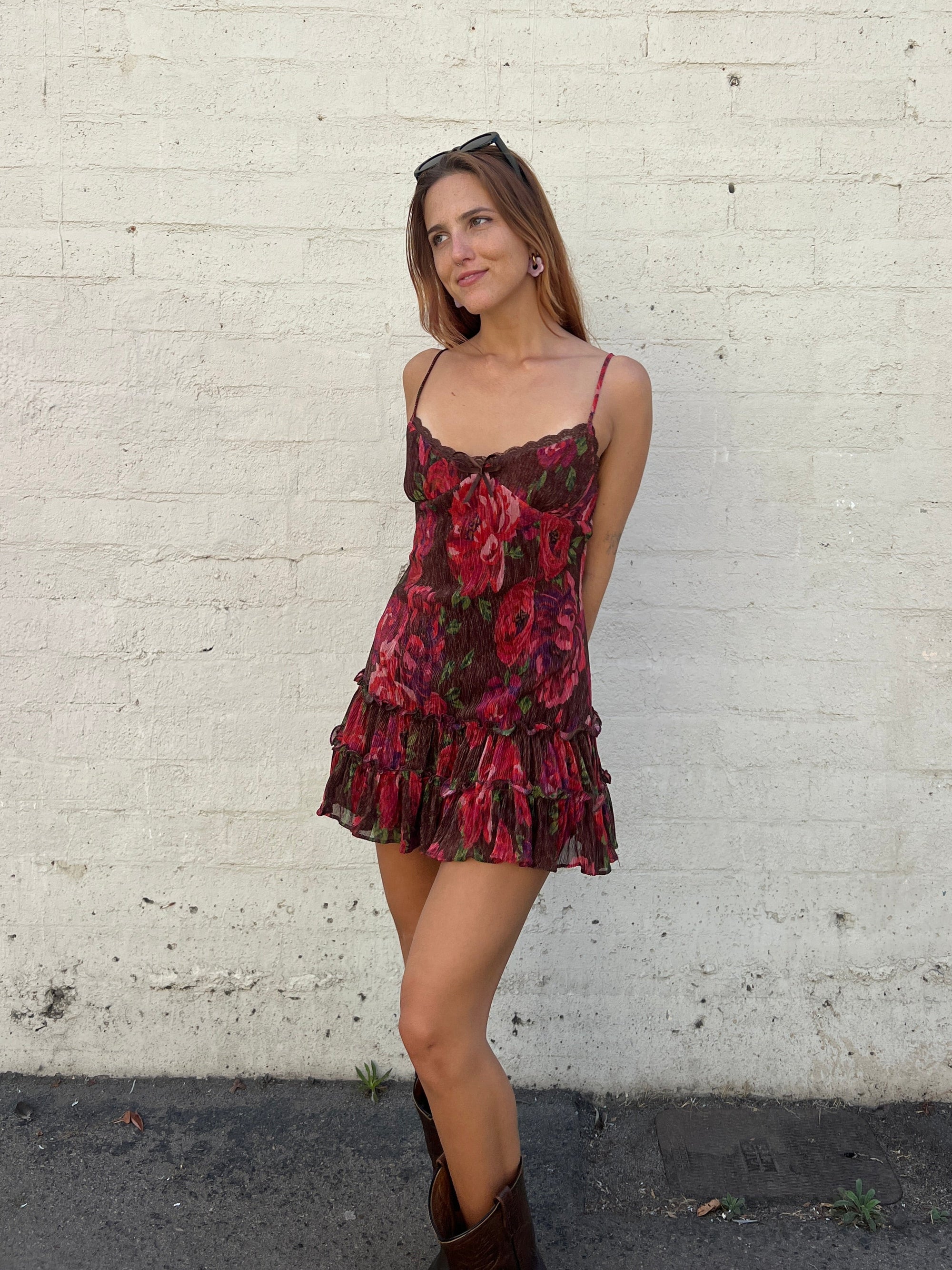 Florencia Mini Dress - Burgundy Floral