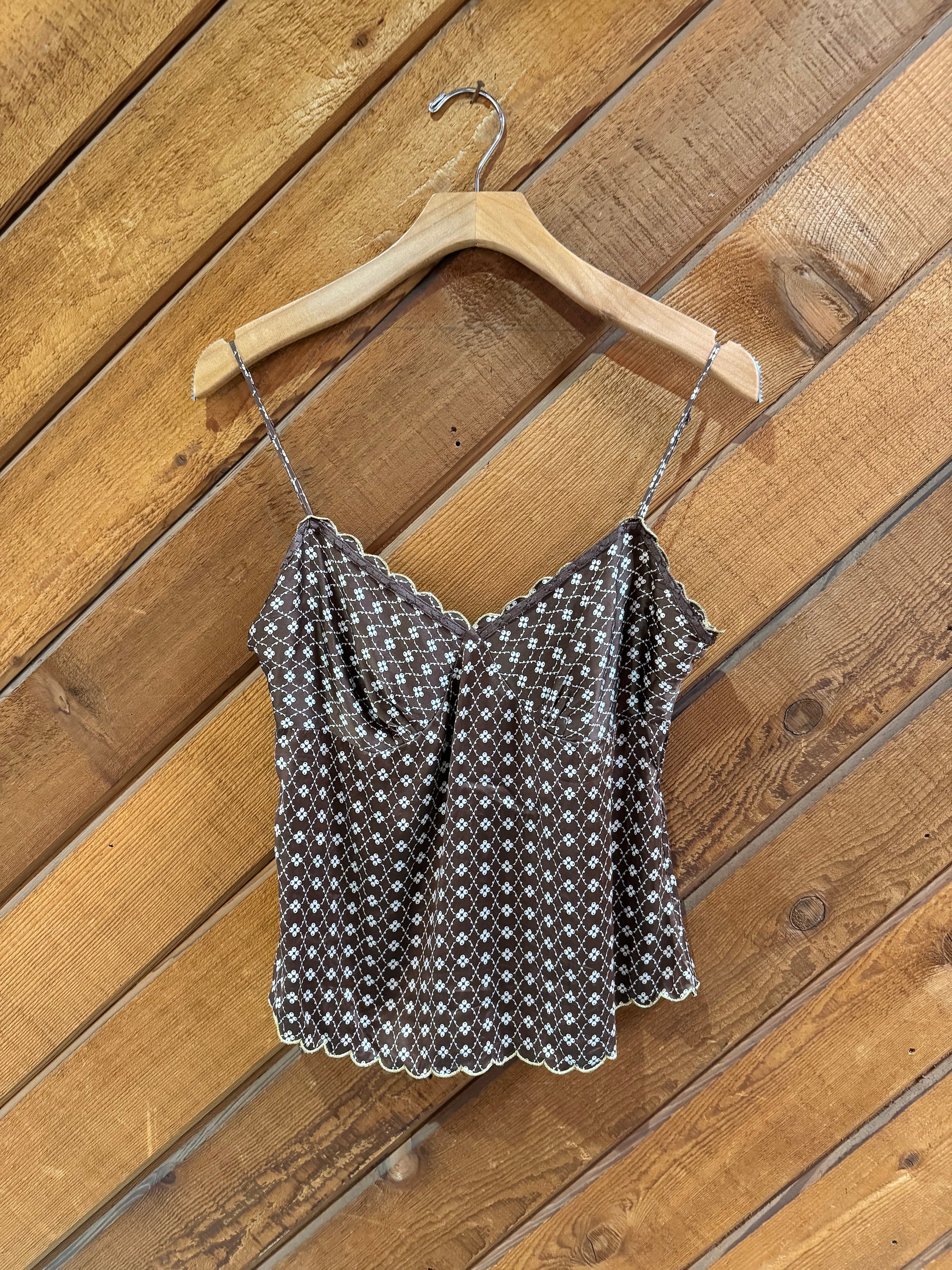 Vintage Limited Brown Cami w/ Metallic Scallops