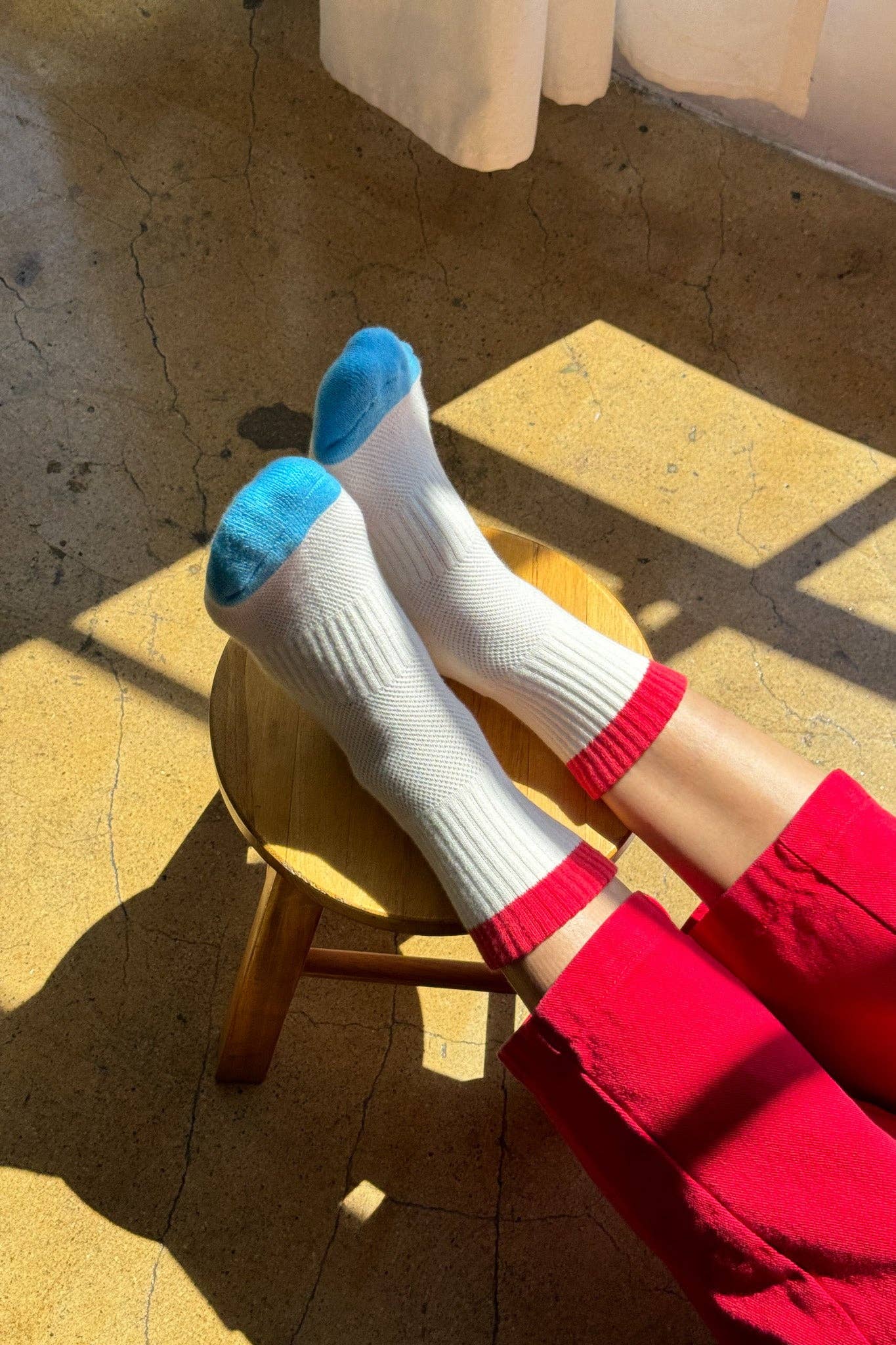 Color Block Girlfriend Socks - Blue/Red