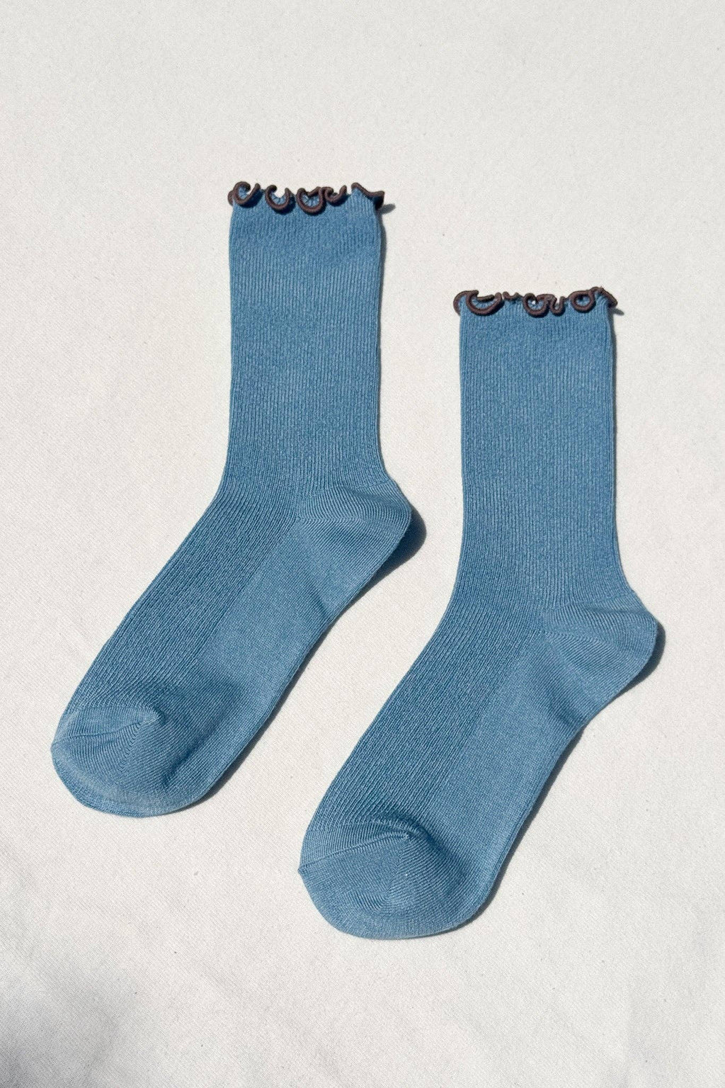 Ruffled Modal Socks - Powder Blue