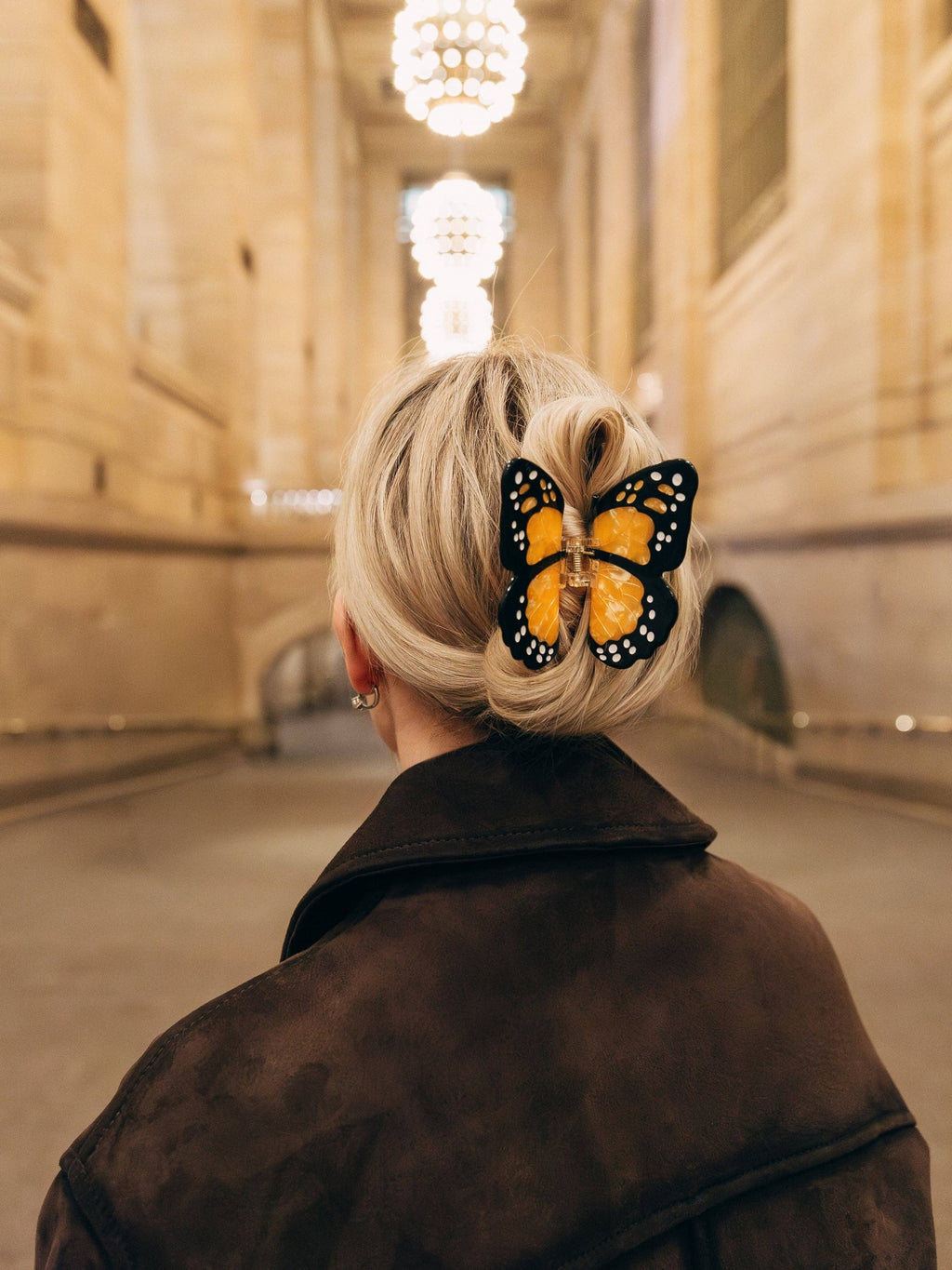 Hand-painted Monarch Butterfly Claw Hair Clip - Lavender