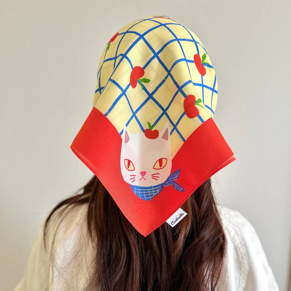 Apple Cat Cotton Silk Bandana