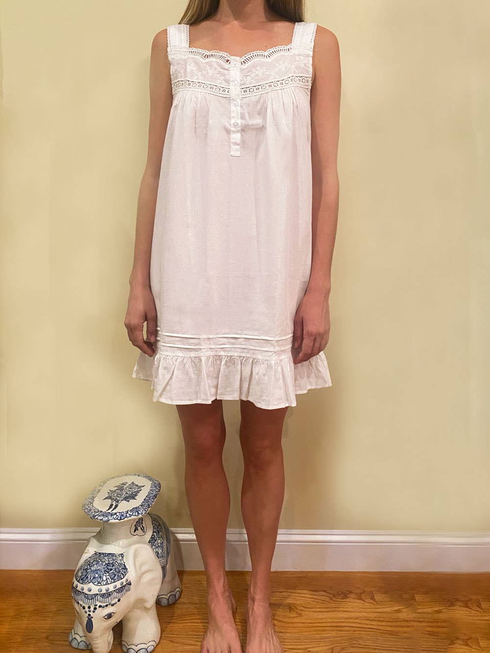 Jennifer White Cotton Nightgown