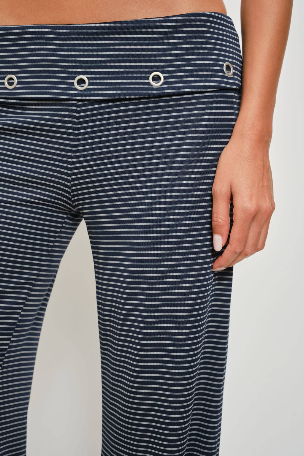 Joel Striped Grommet Fold Over Pants