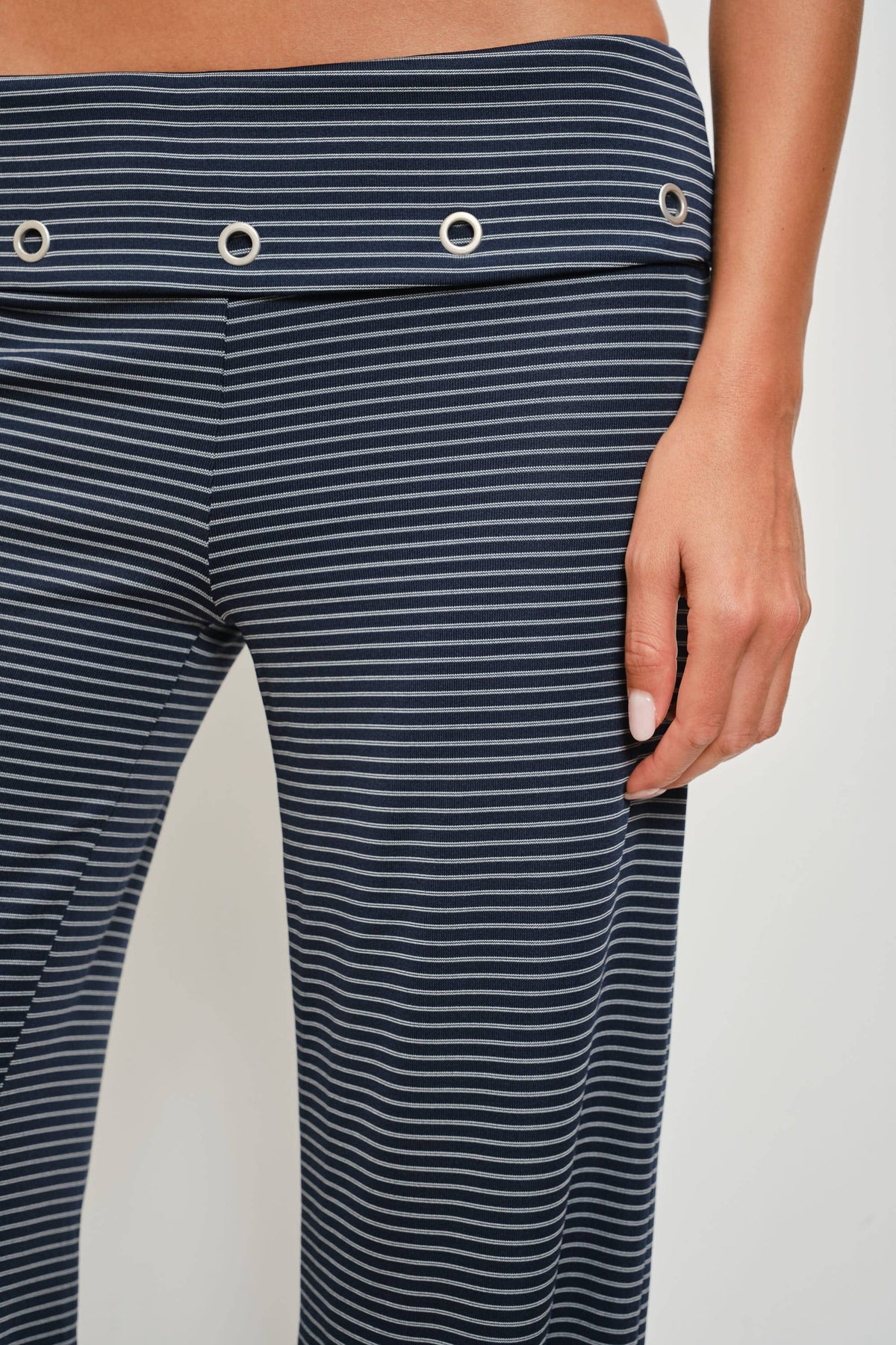 Joel Striped Grommet Fold Over Pants