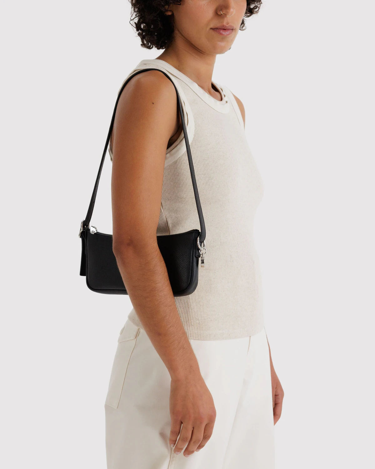 Recycled Leather Pouchette - Black