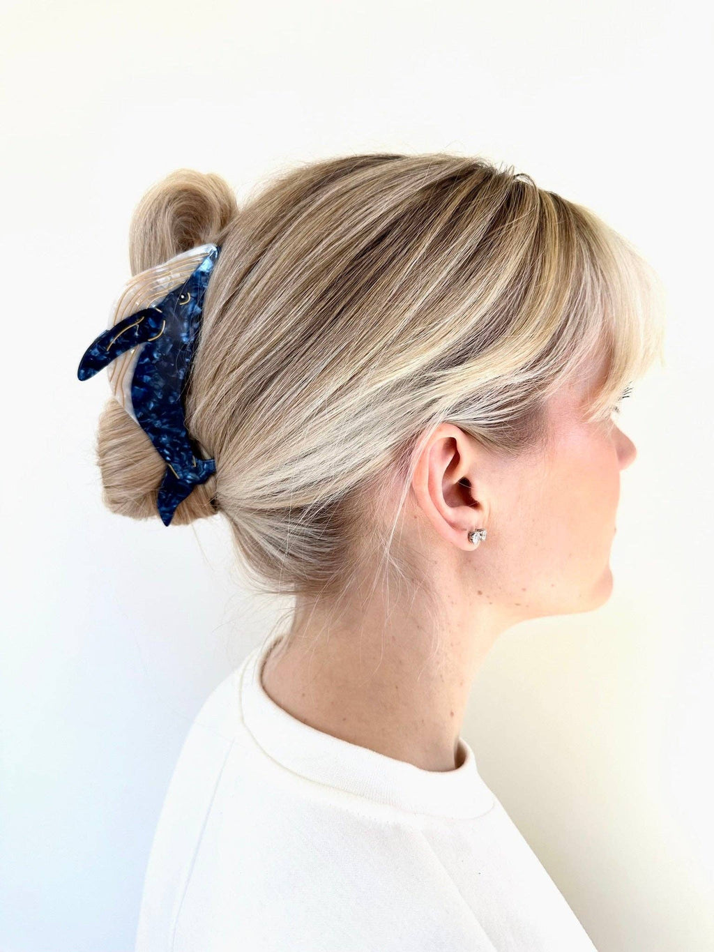 Hand-painted Blue Whale Hair Claw Clip | Eco-Friendly