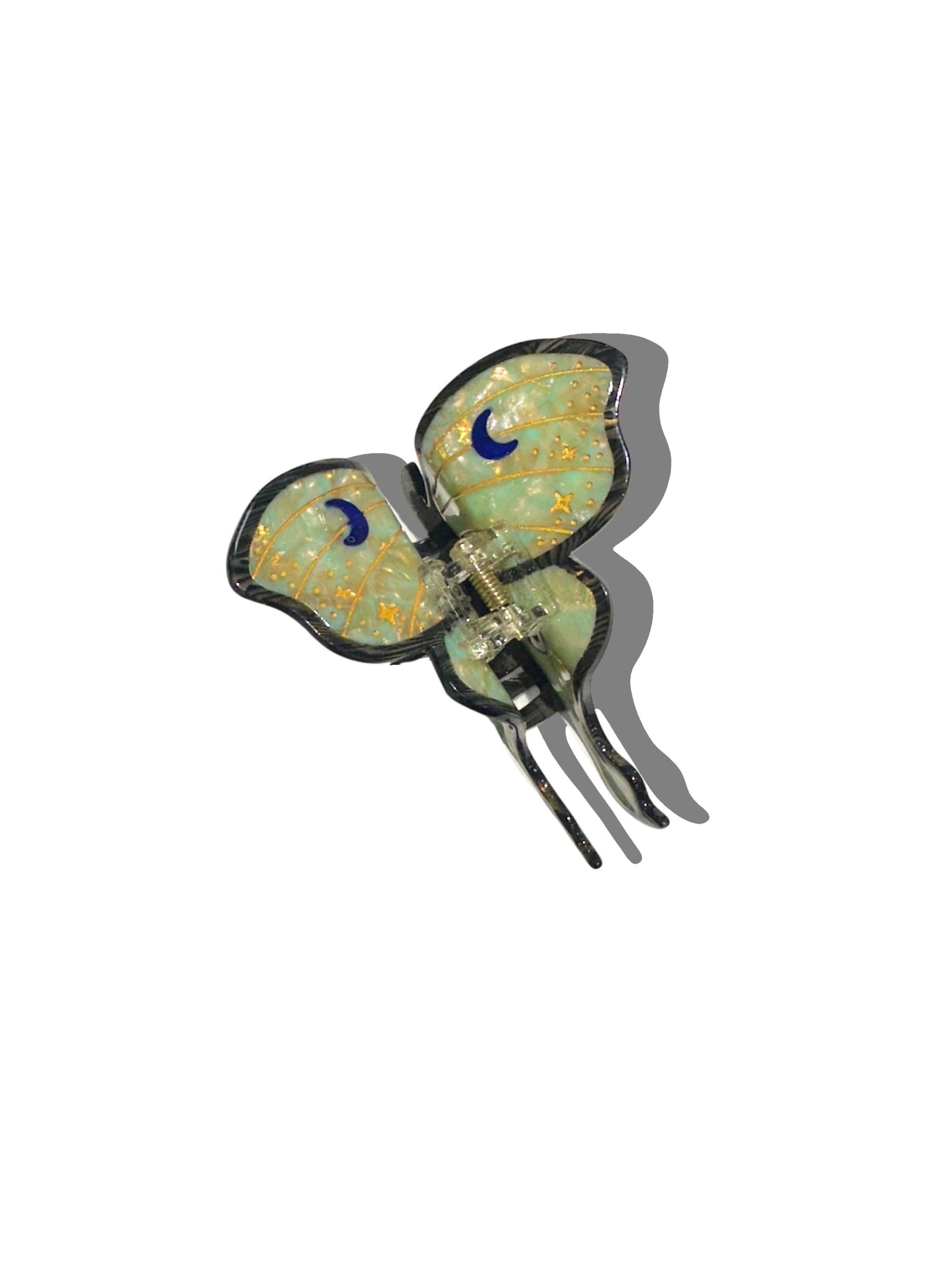 Hand-painted Luna Moth Claw Hair Clip