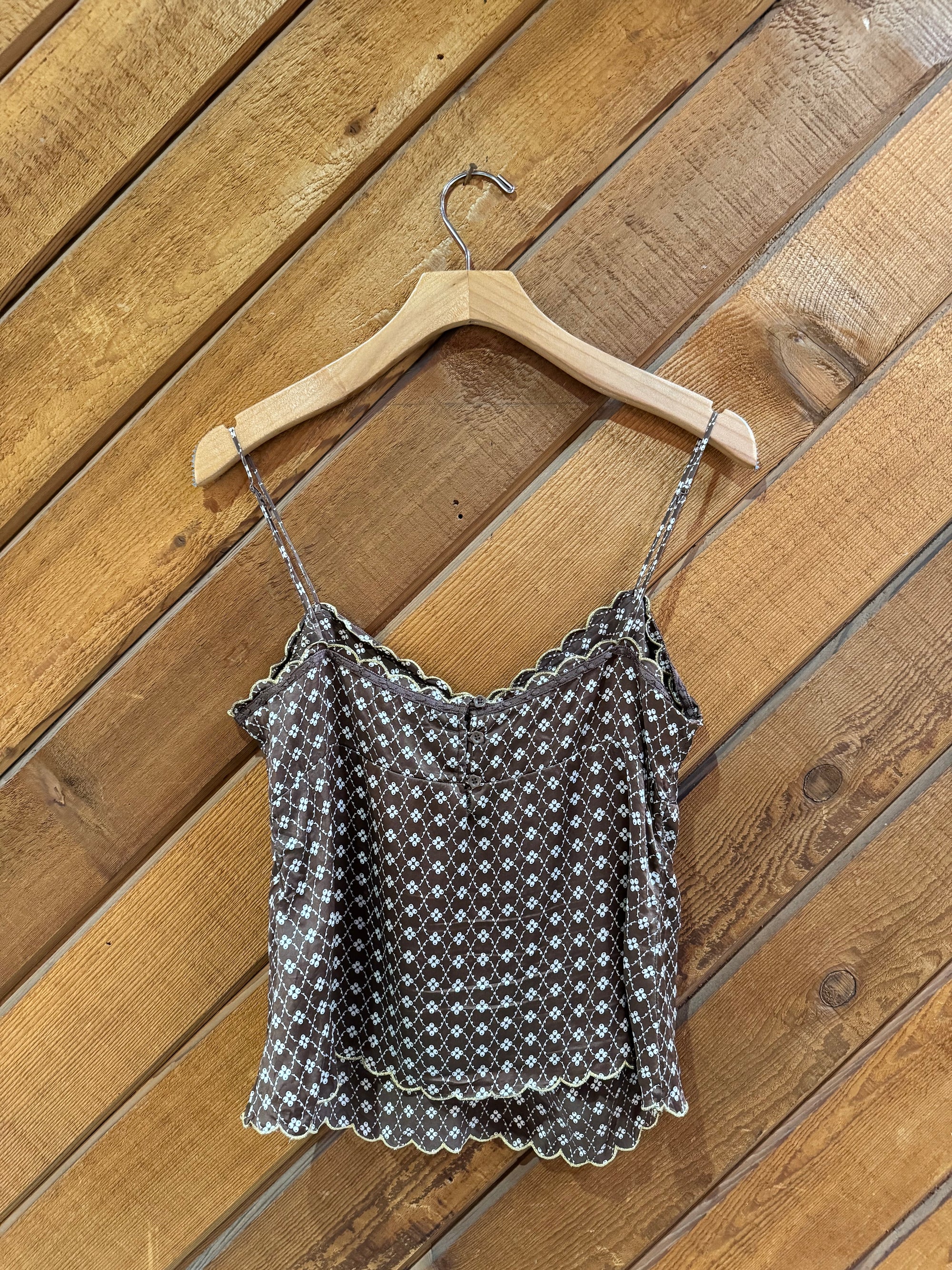 Vintage Limited Brown Cami w/ Metallic Scallops