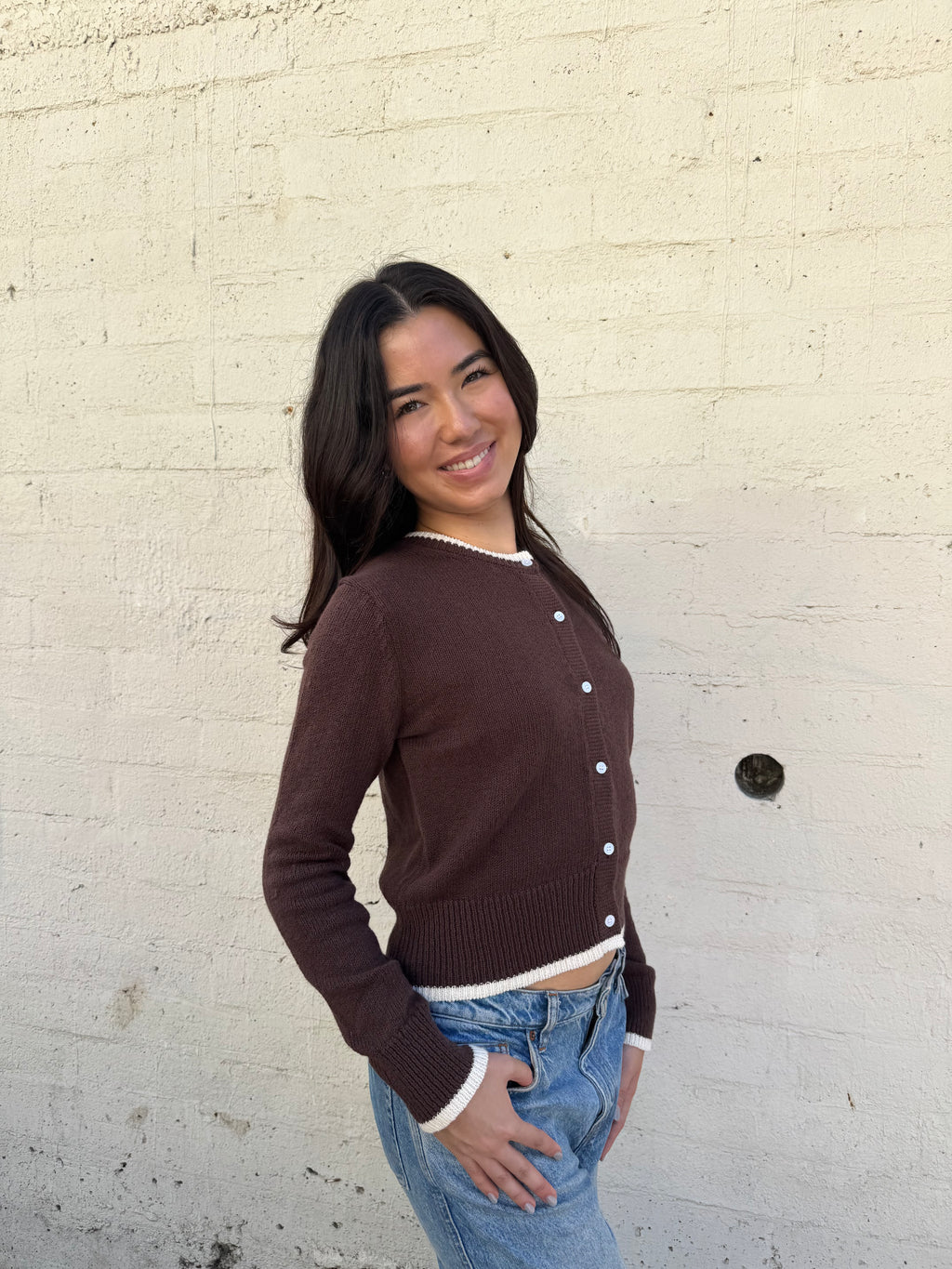 Fidel Cardigan - Brown/Cream