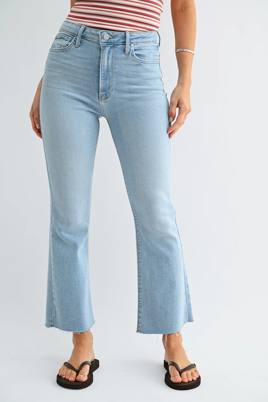 HR Tonal Crop Flare - Light Denim