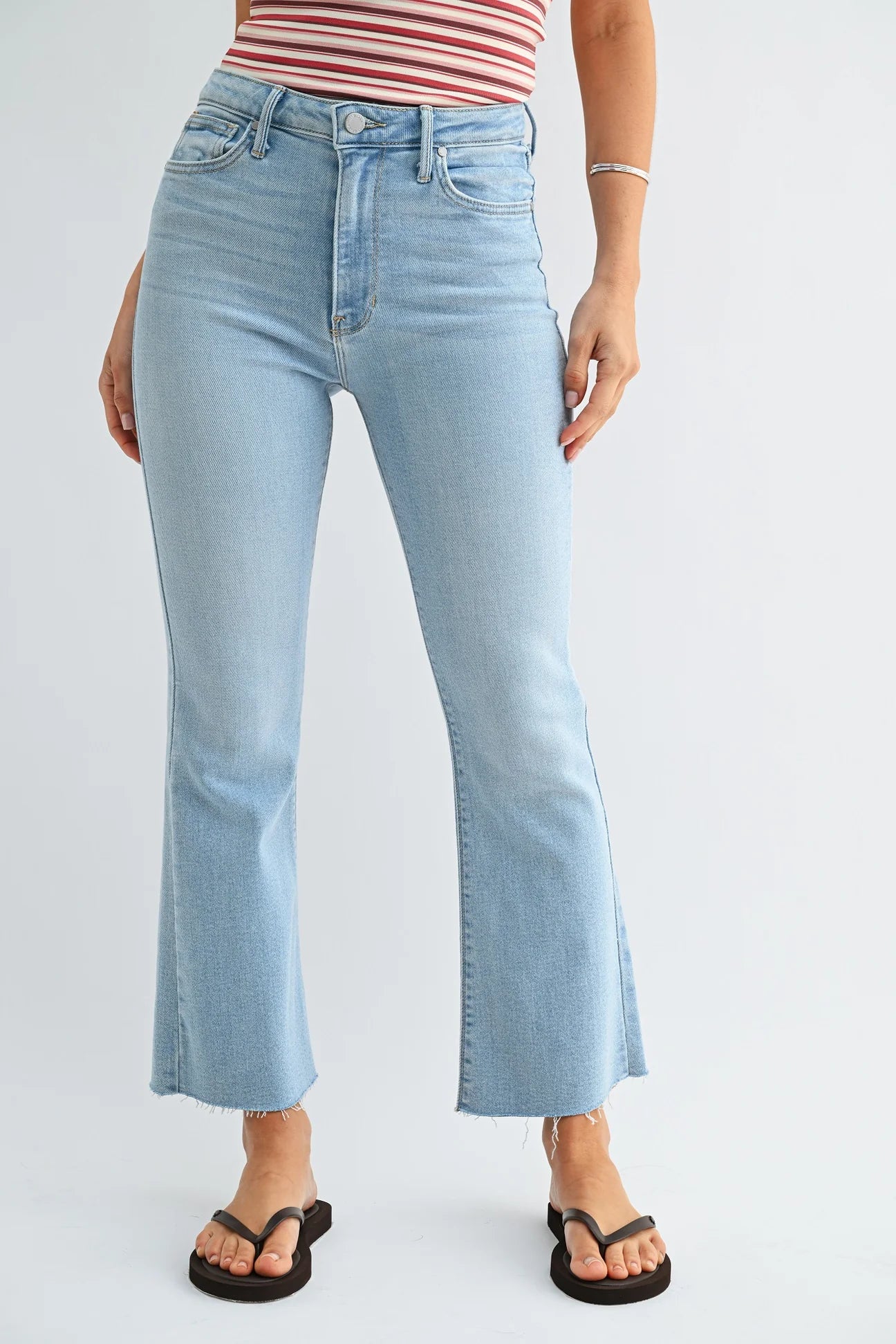 HR Tonal Crop Flare - Light Denim