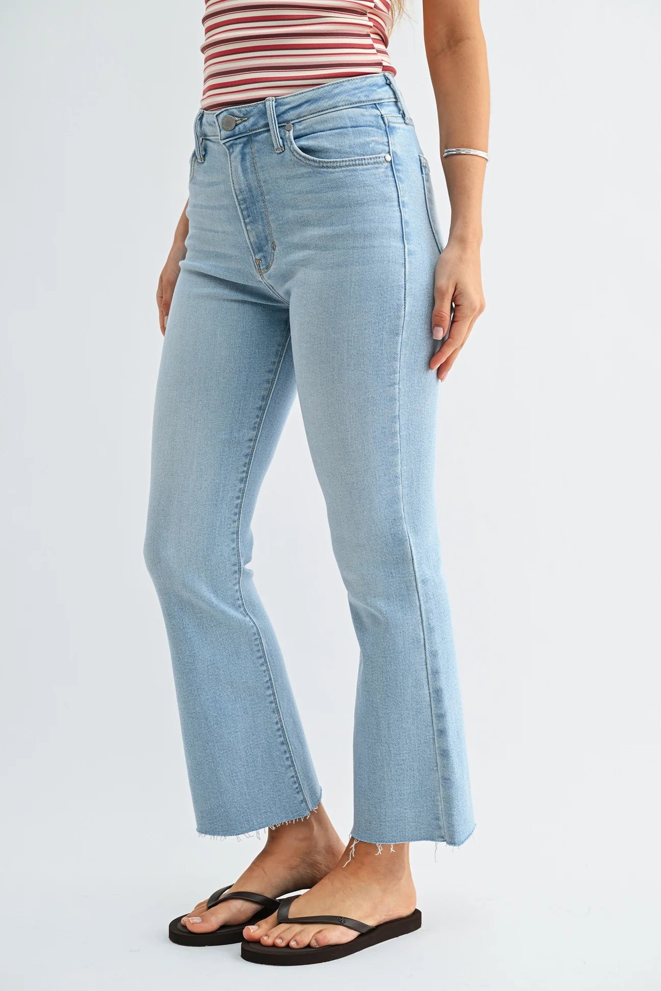HR Tonal Crop Flare - Light Denim