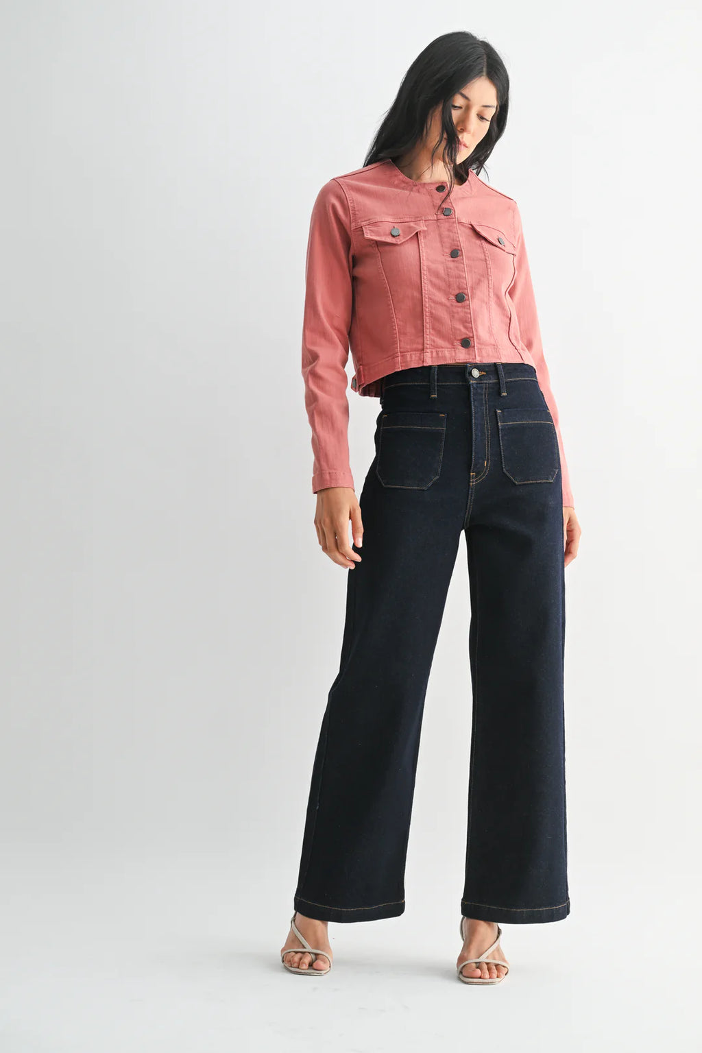 Patch Pocket Wide Leg - Super Dark Denim