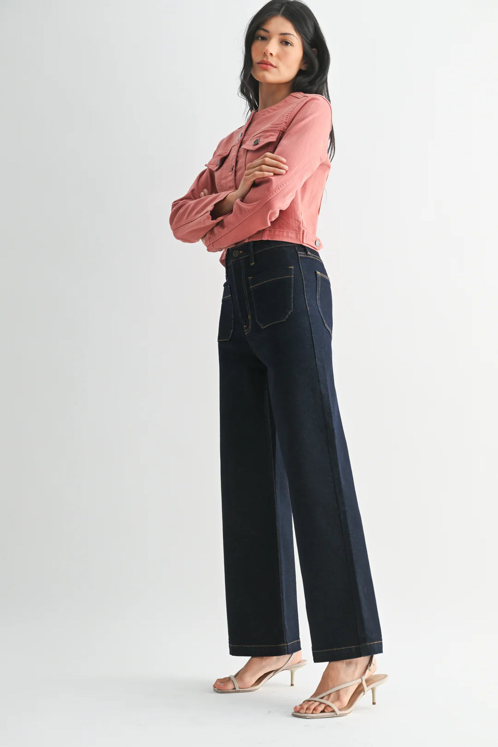 Patch Pocket Wide Leg - Super Dark Denim