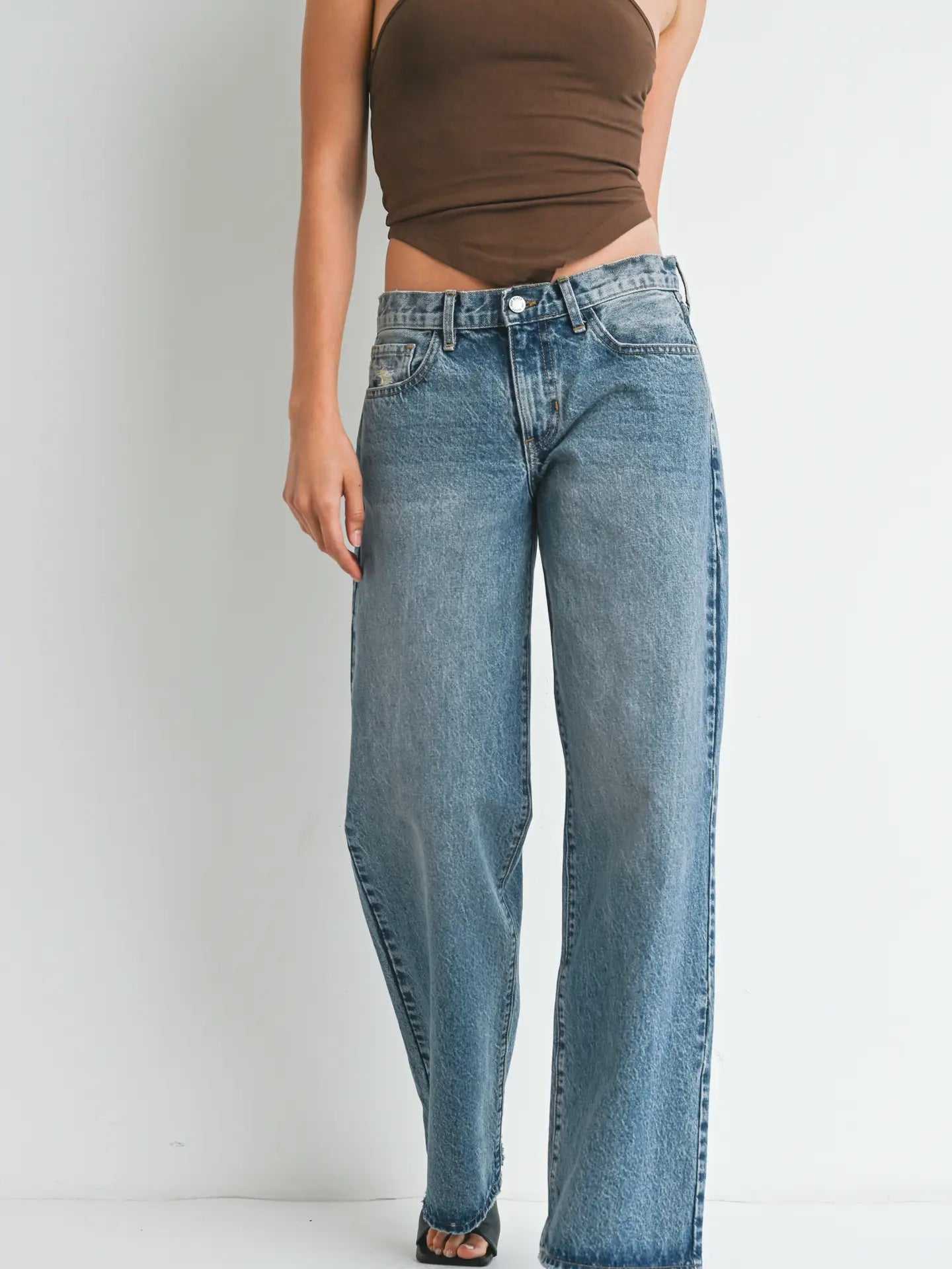 Low Rise Baggy Slouch Jeans - Medium Denim